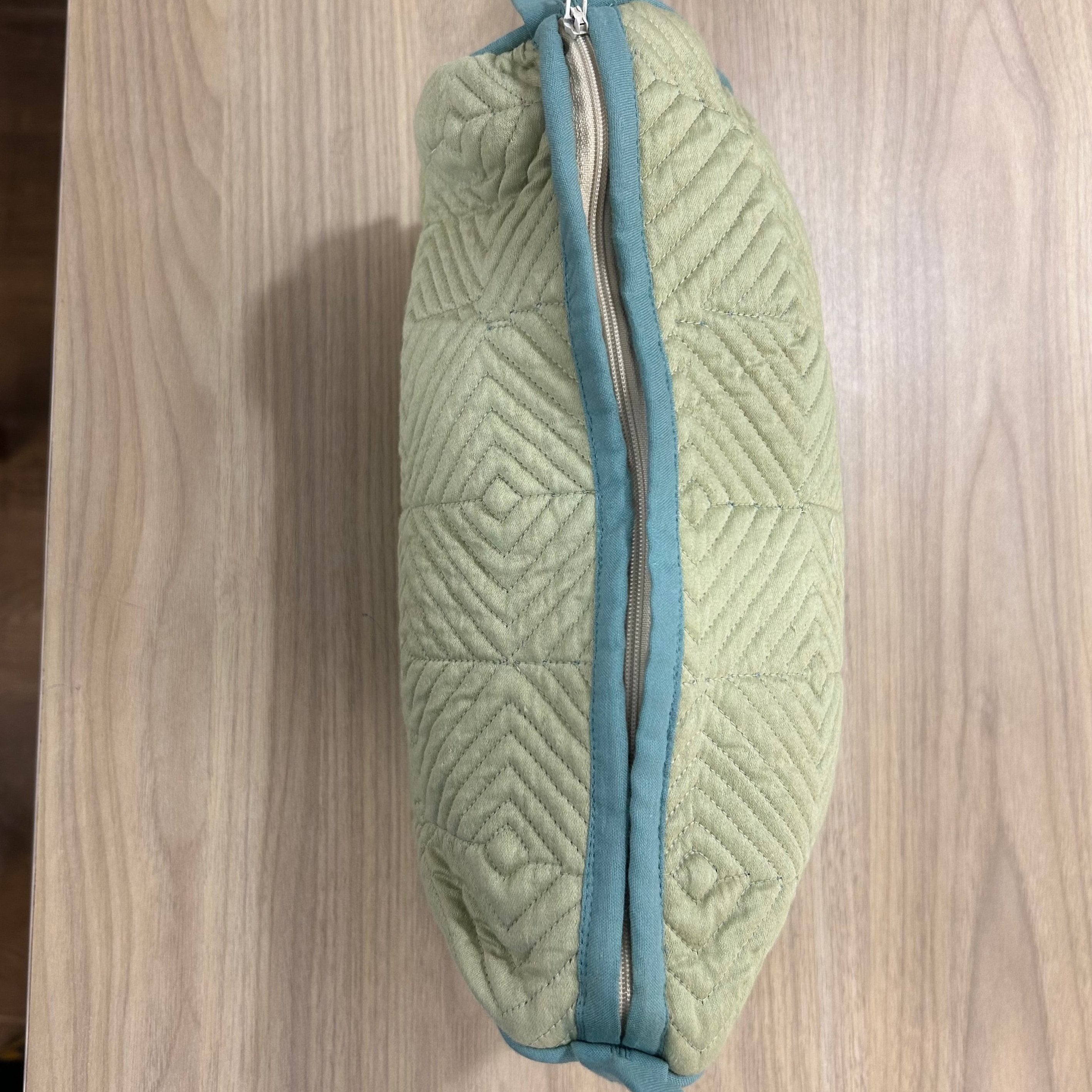 Lime Green Cotton Quilted Wedding Jewelry Pouch / Cosmetic / Make Up Case Multifunction Storage