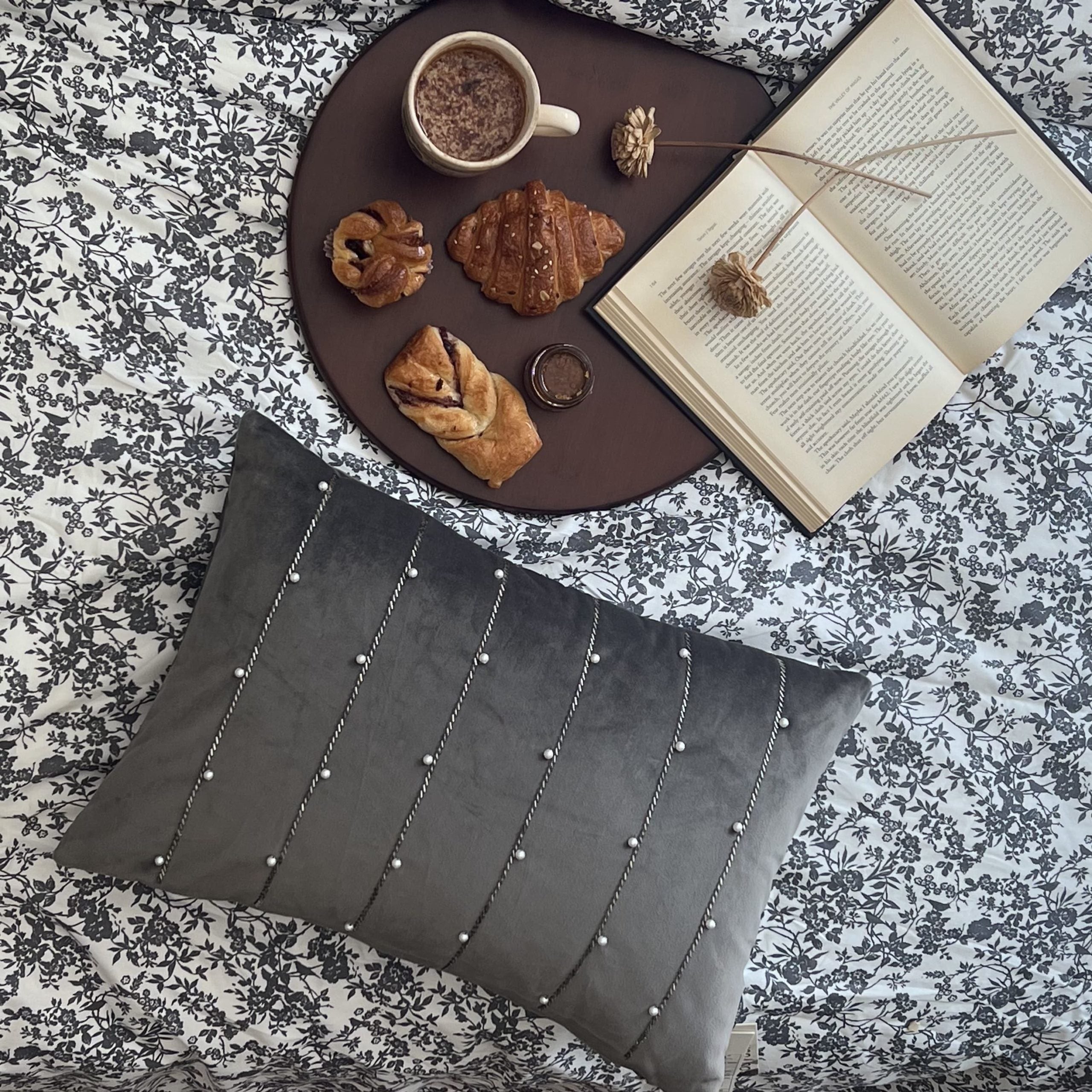 Decorative Twinkle Dark Grey Velvet Cushion Cover 12x18