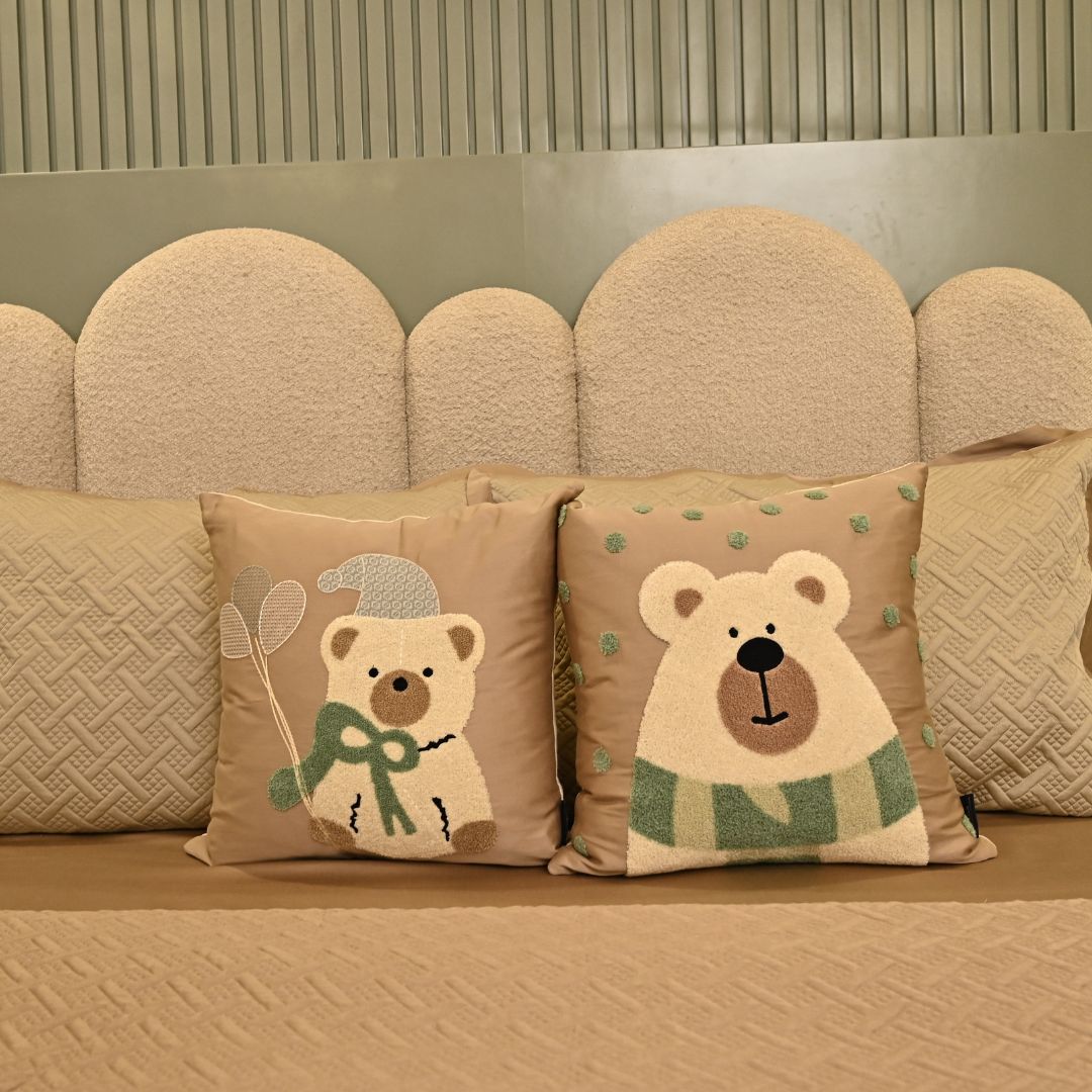 Teddy Club Sand and Beige Kids Bedding Set (10 PC Set)