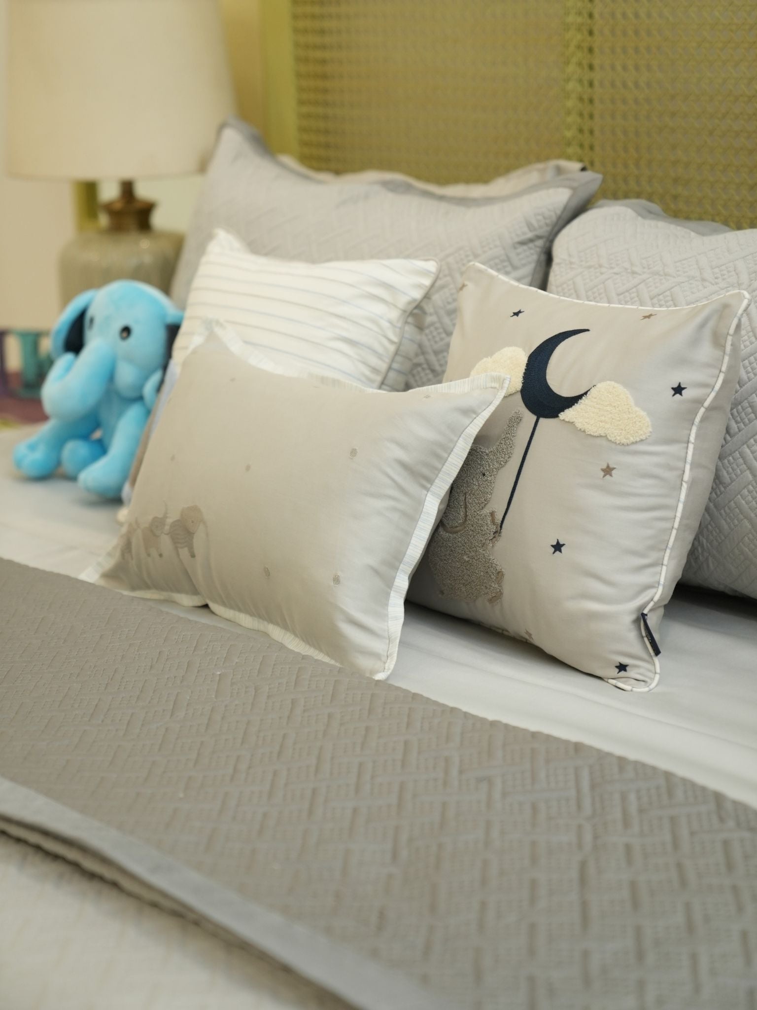 Tiny Trunks Pearl Grey Slate Kids Cotton Bedding Set (10 PC Set)