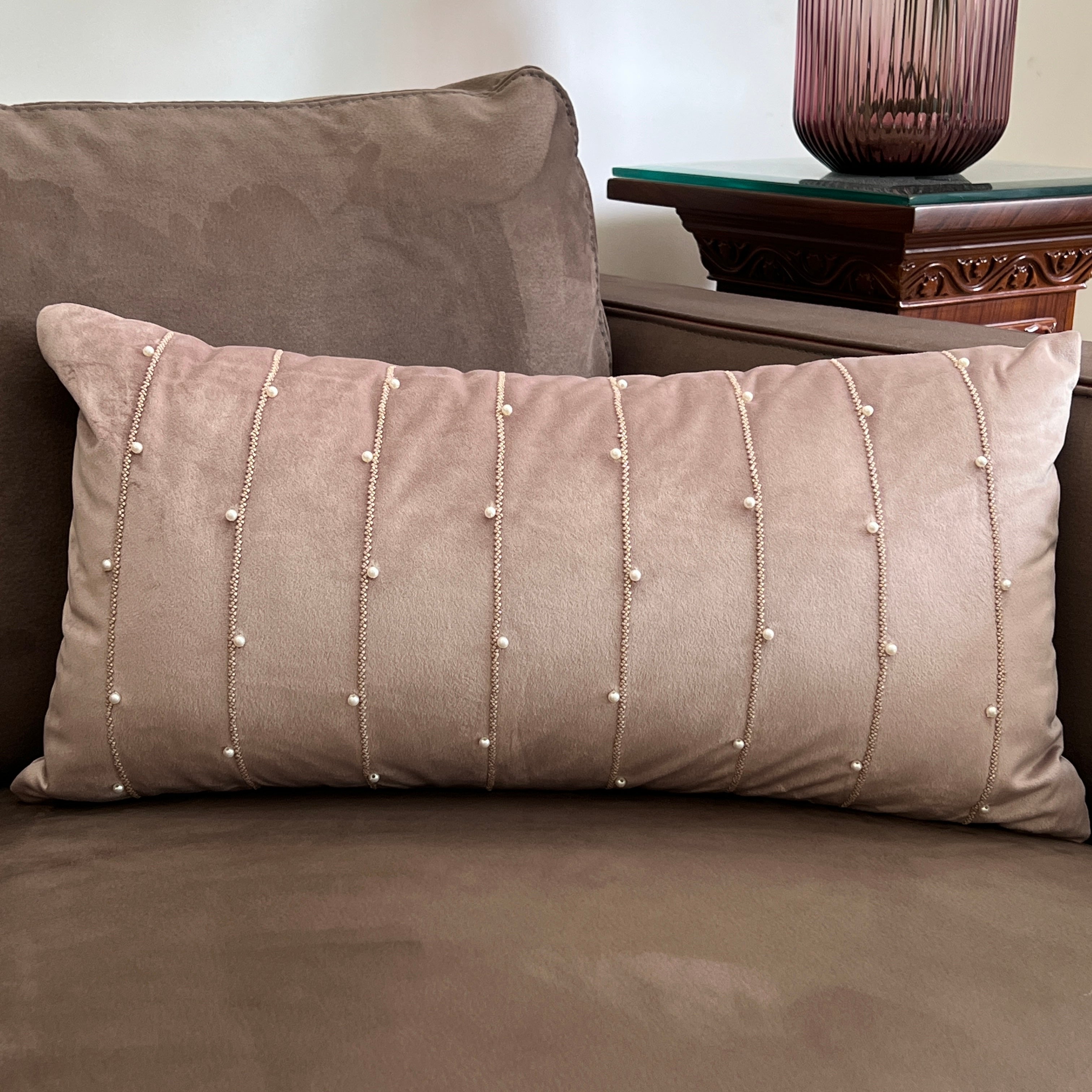 Decorative Twinkle Onion Pink Velvet Cushion Cover 12x24