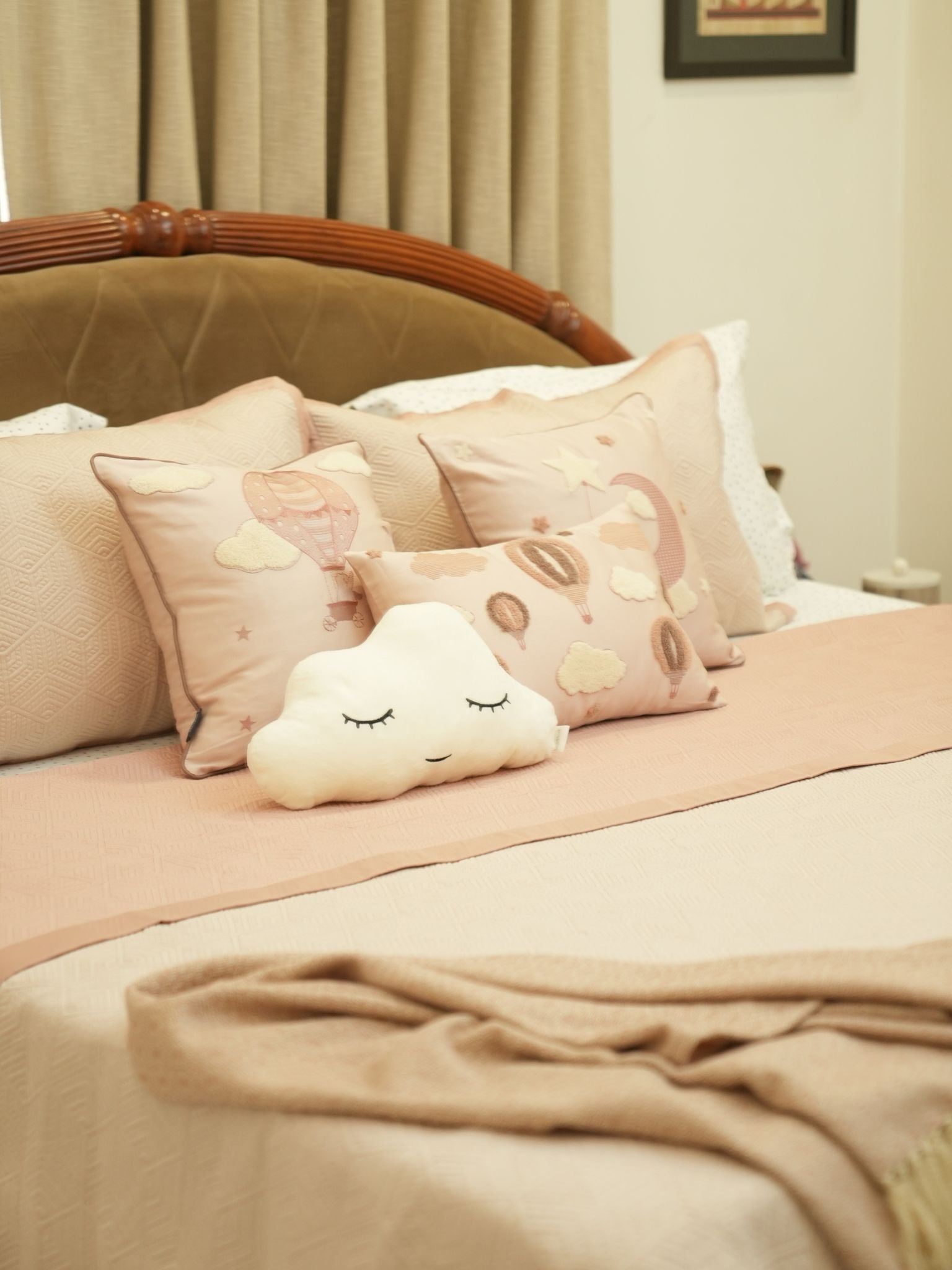 Twinkle Puff Rose Buff Kids Cotton Bedding Set (10 PC Set)