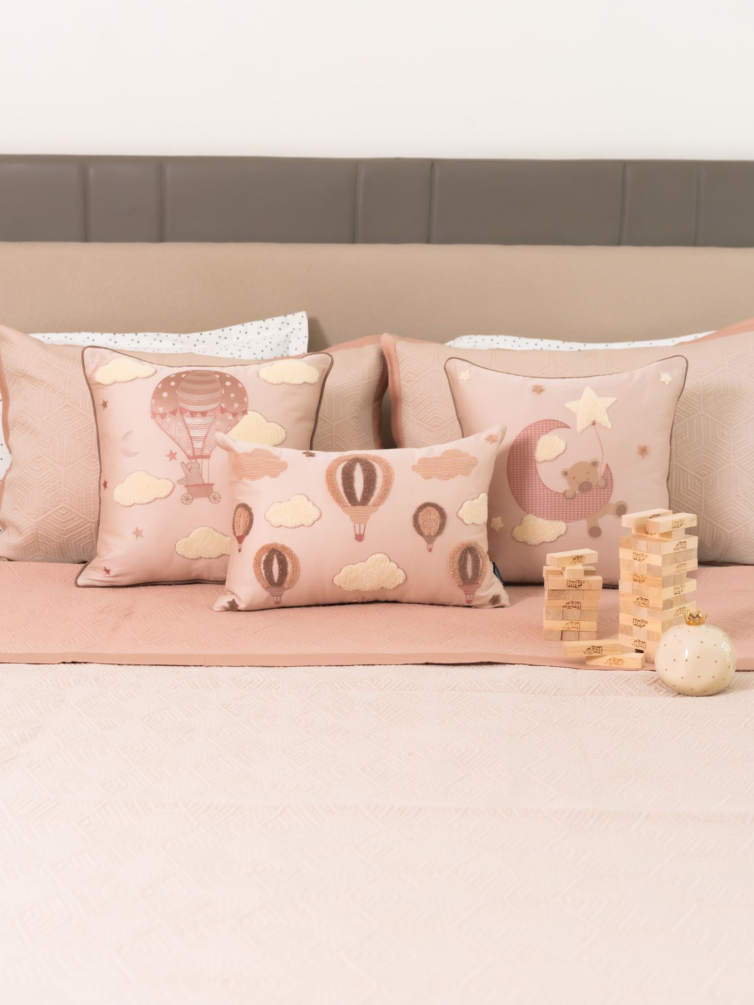 Twinkle Puff Rose Buff Kids Cotton Bedding Set (10 PC Set)