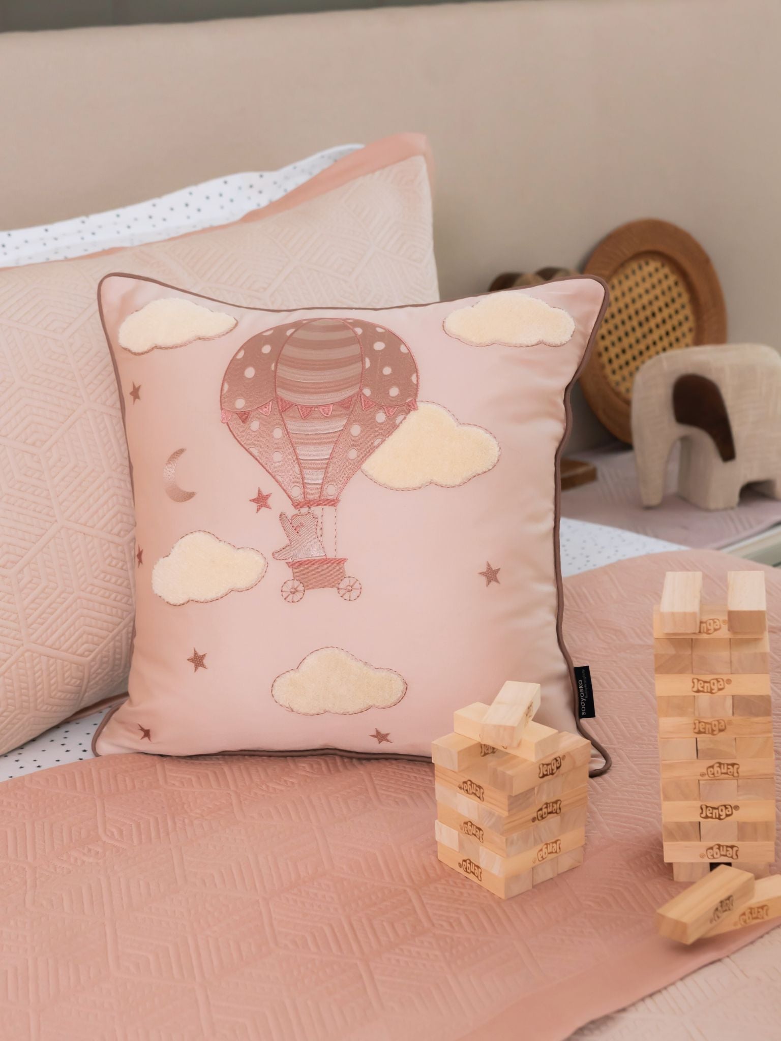Twinkle Puff Rose Buff Kids Cotton Bedding Set (10 PC Set)