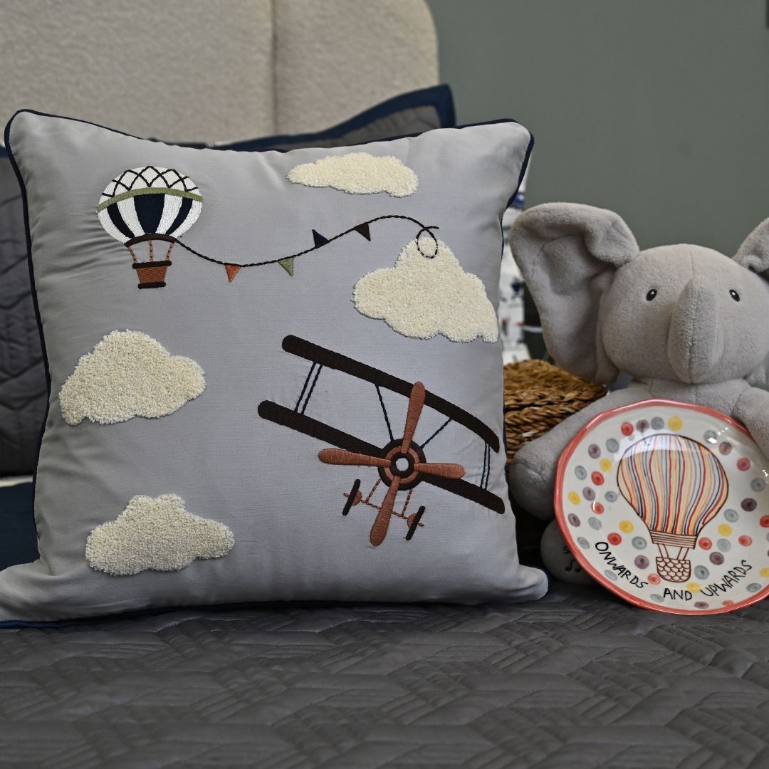 The Little Explorer Navy and Dark Grey Kids Bedding Set (10 PC Set)