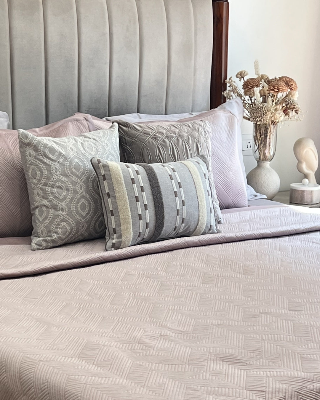 Cosmo Embroidered Grey Cushion Cover (Size : 16"X16")