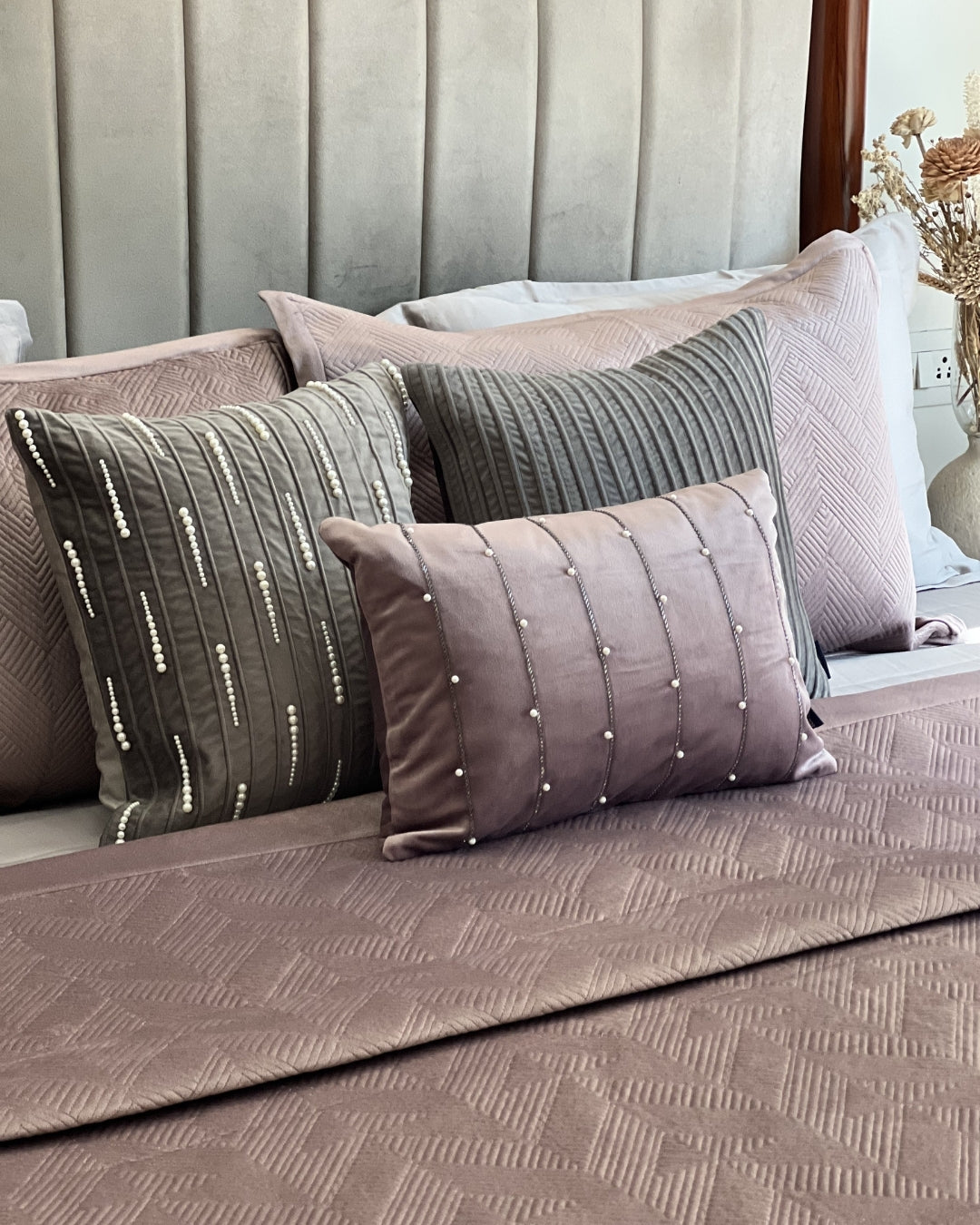 Decorative Twinkle Lilac Velvet Cushion Cover 12x18