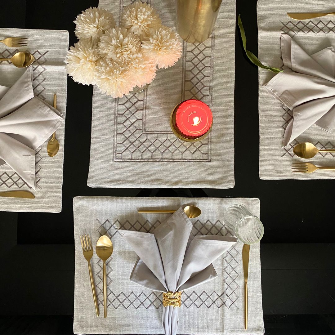 Zigzag Grey Table Runner