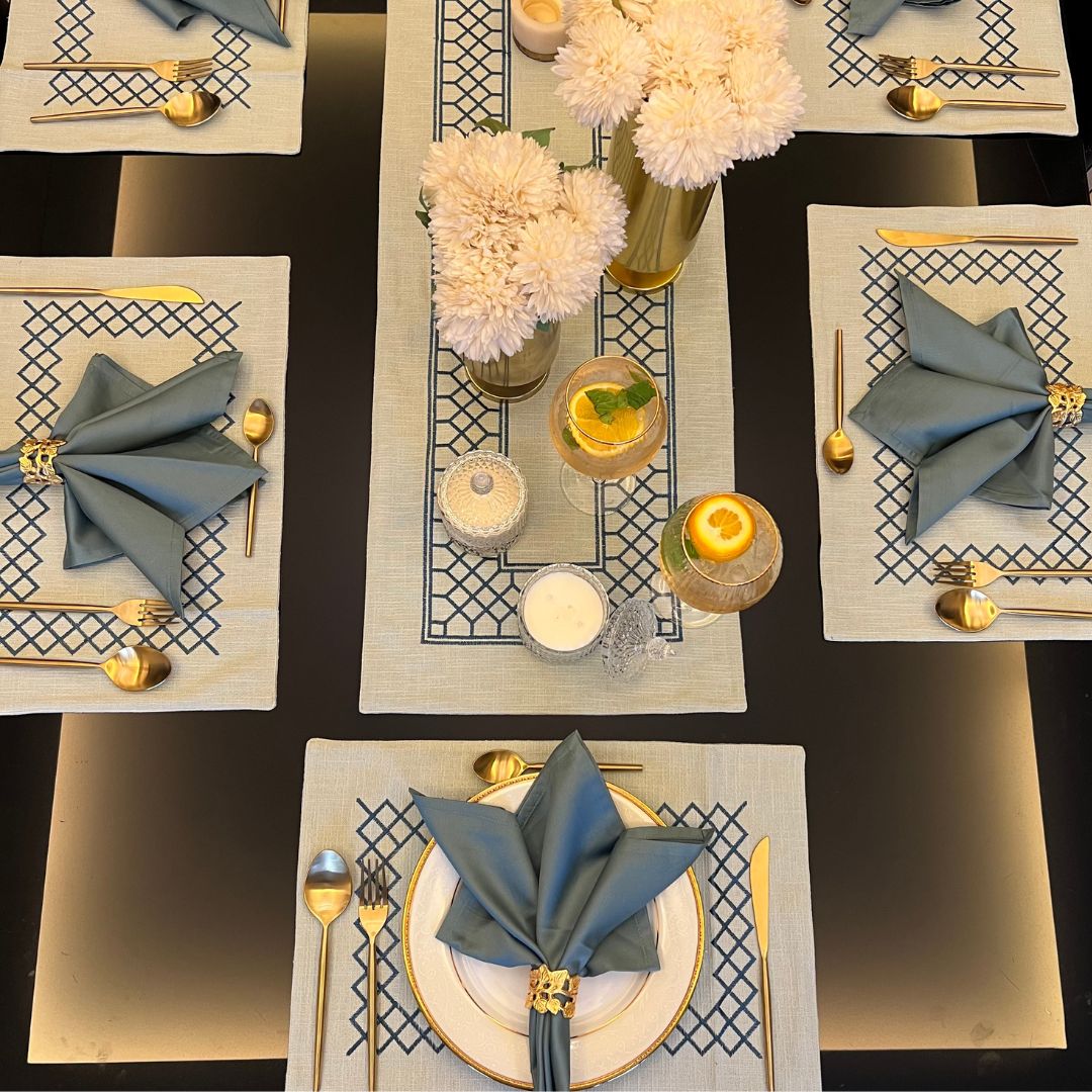 Zigzag Sage Green Table Runner