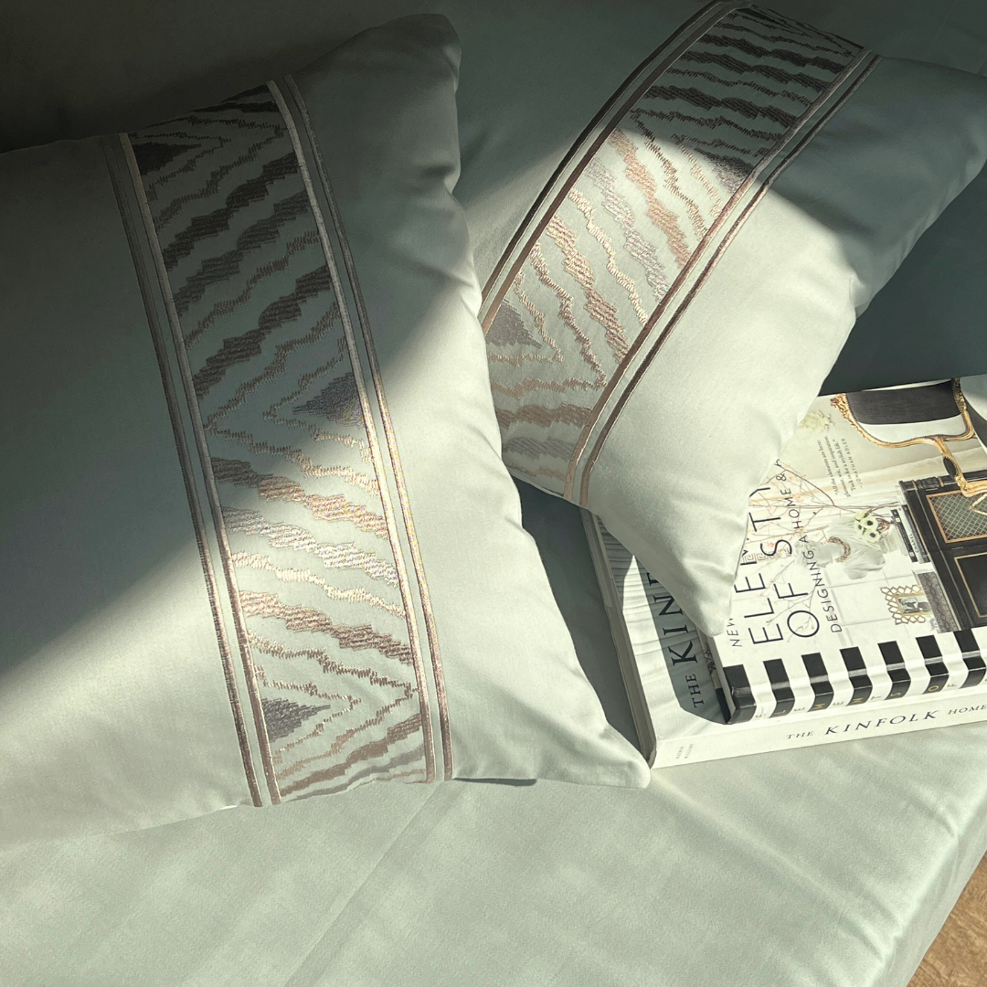 Zurich Sage Green Embroidered Pillow Covers (Set of 2)