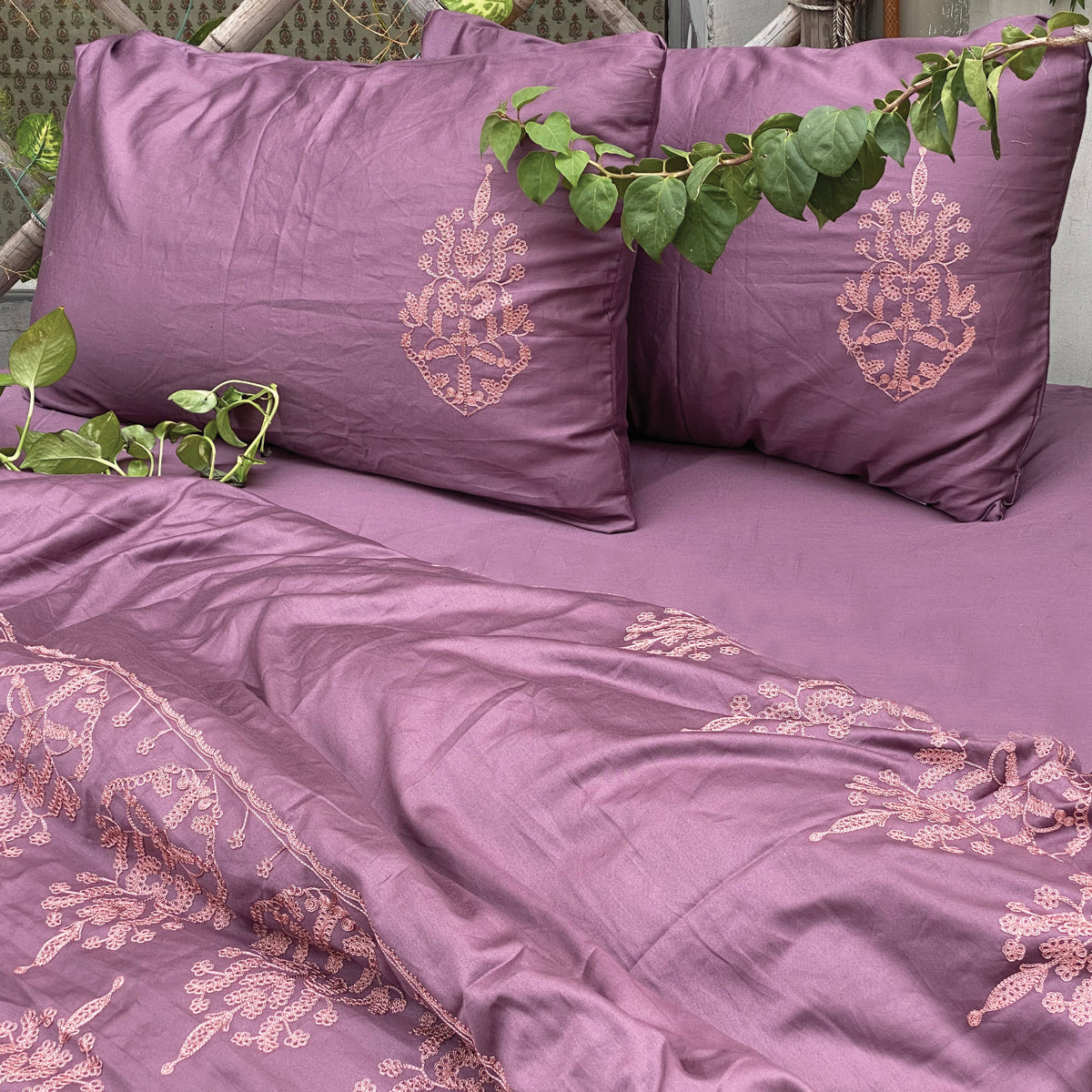 Bella Flores Mauve Duvet Cover Set