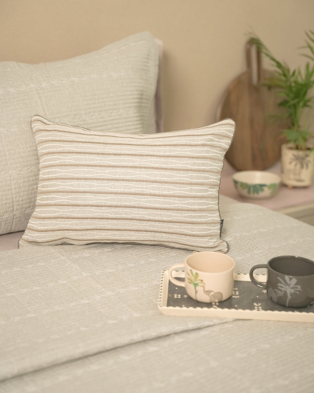 Drift Palm Springs Embroidered Grey Cushion Cover (Size : 12"X18")