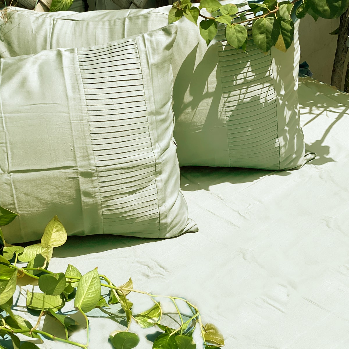 Eden Pleated Lime Green Duvet Cover Set