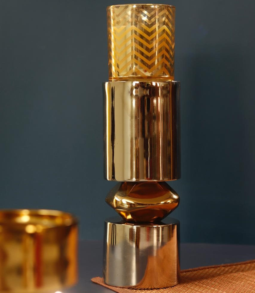 Gold & Nickel Metal Candle Stand