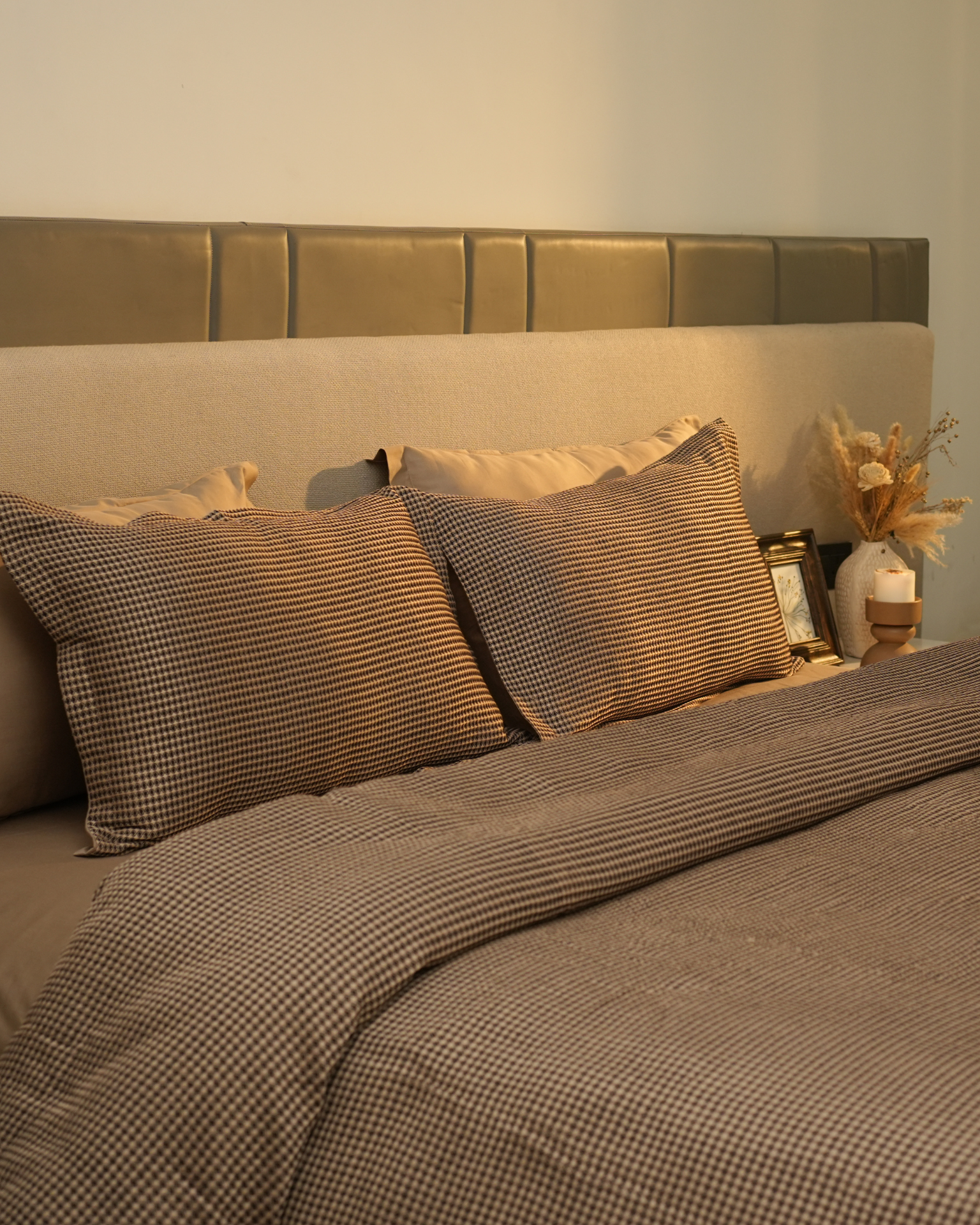 Honeycomb Coffee Woven Duvet Cover Set