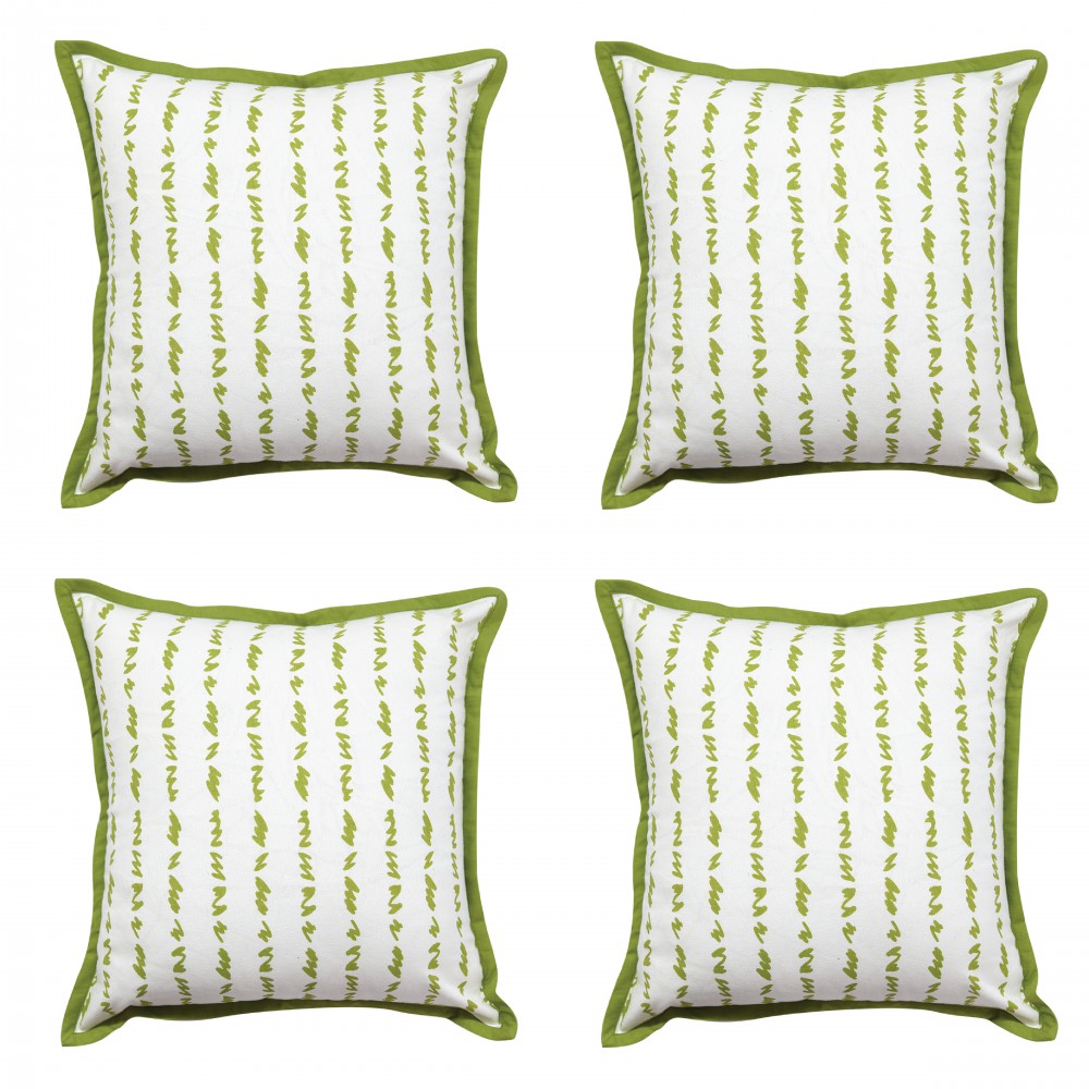 Twirled Line Green Cushion Cover 16"X16" Casement Cotton Cushion Pillow Cases Use for Patio, Garden, Outdoor, Drawing Room…