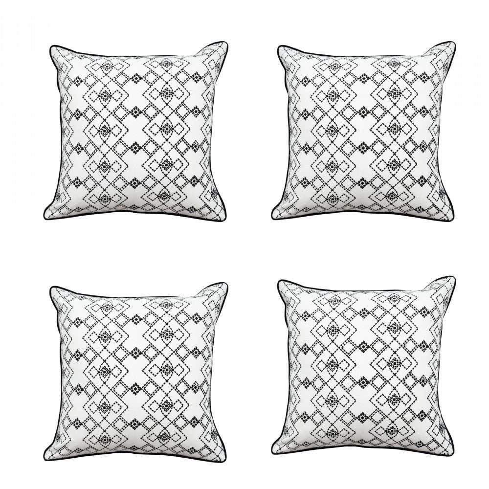 Black & White Luxurious Connectoline Cushion Cover (16"X16") Dotted Geometric Print Pillow Case…