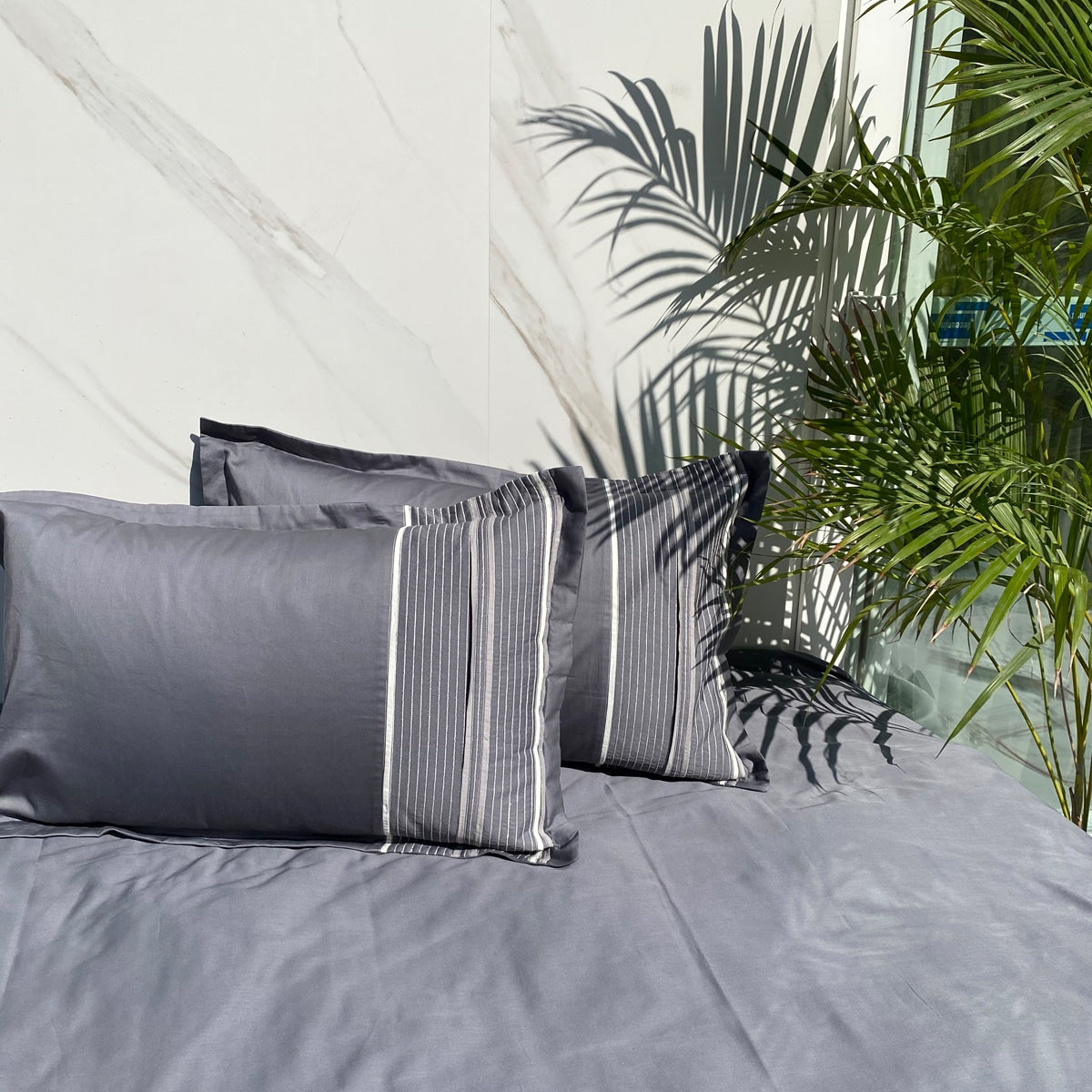 Linear Dark Grey Dreams Bedsheet