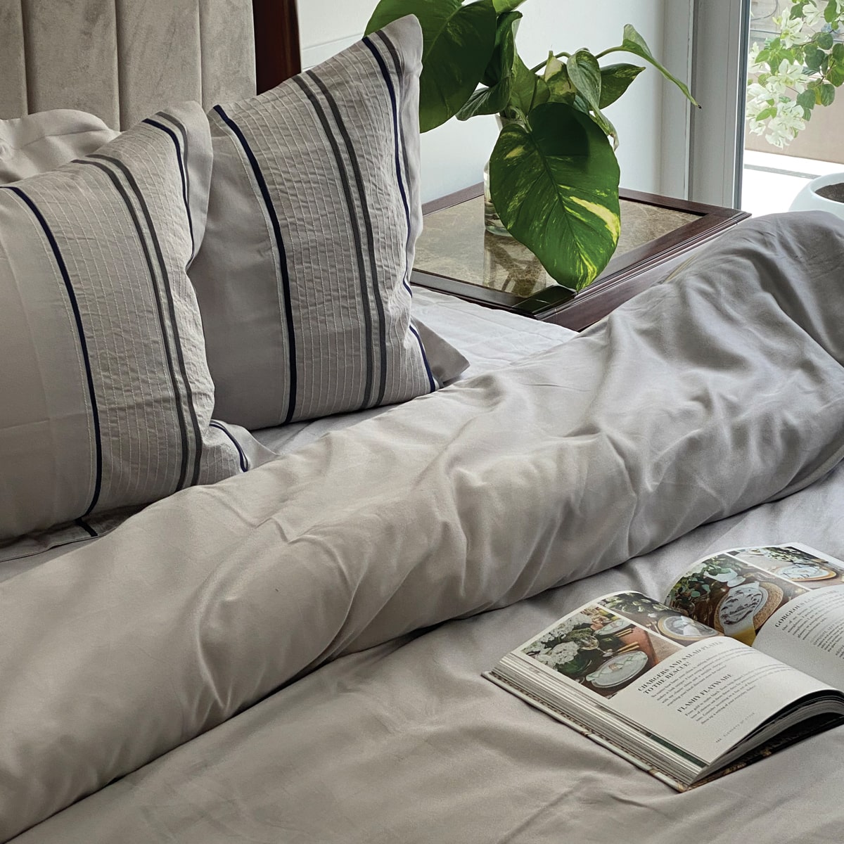 Linear Grey Dreams Duvet Cover
