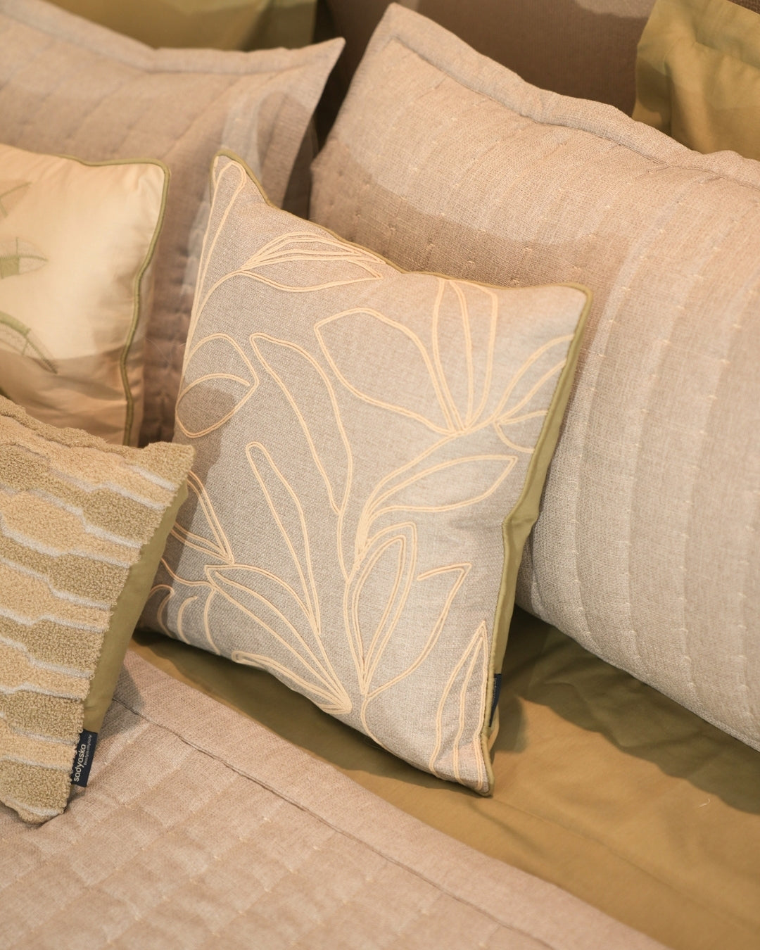 Reverie Palm Springs Embroidered Grey Cushion Cover (Size : 16"X16")