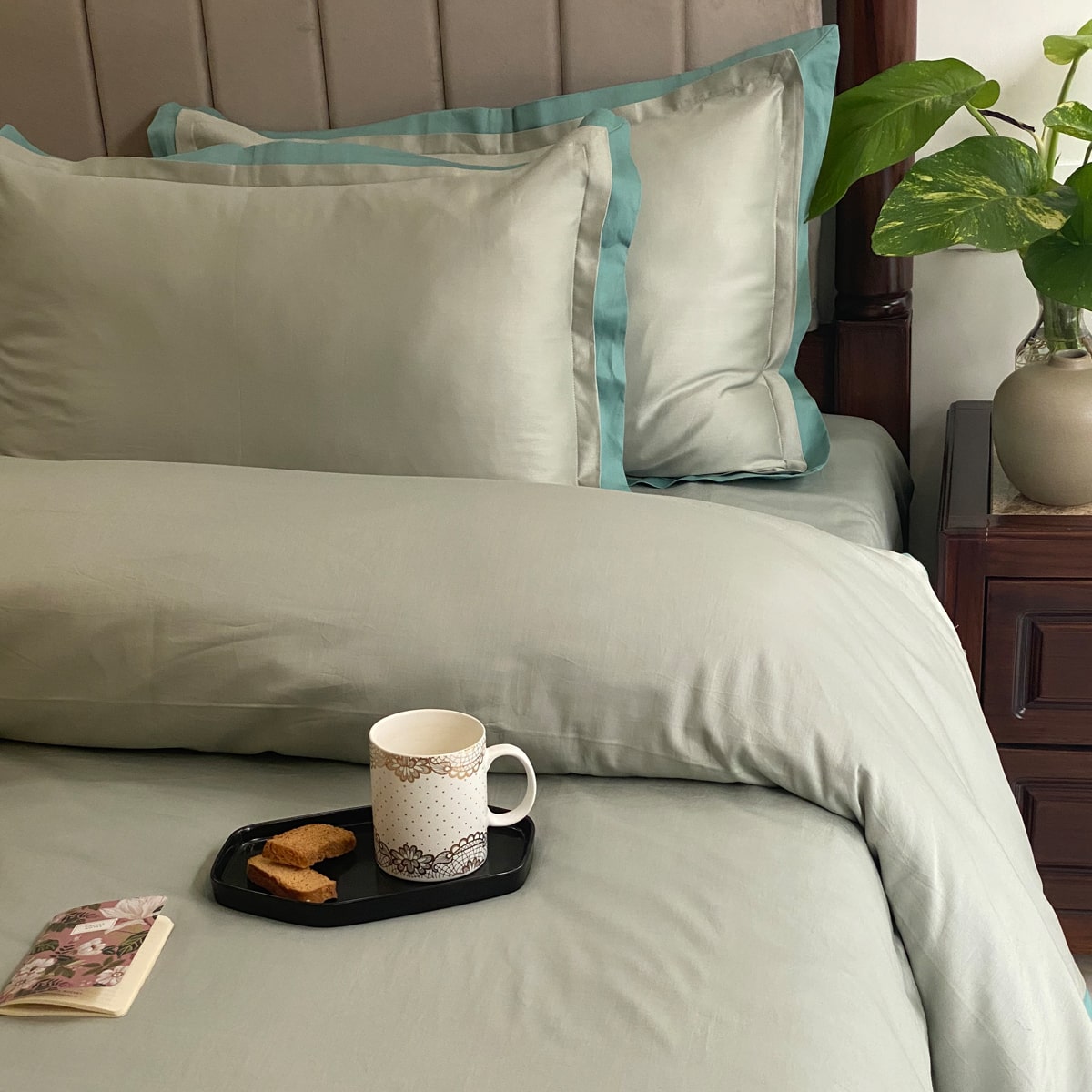 Sage Green and Turquoise Duplex Duvet Cover