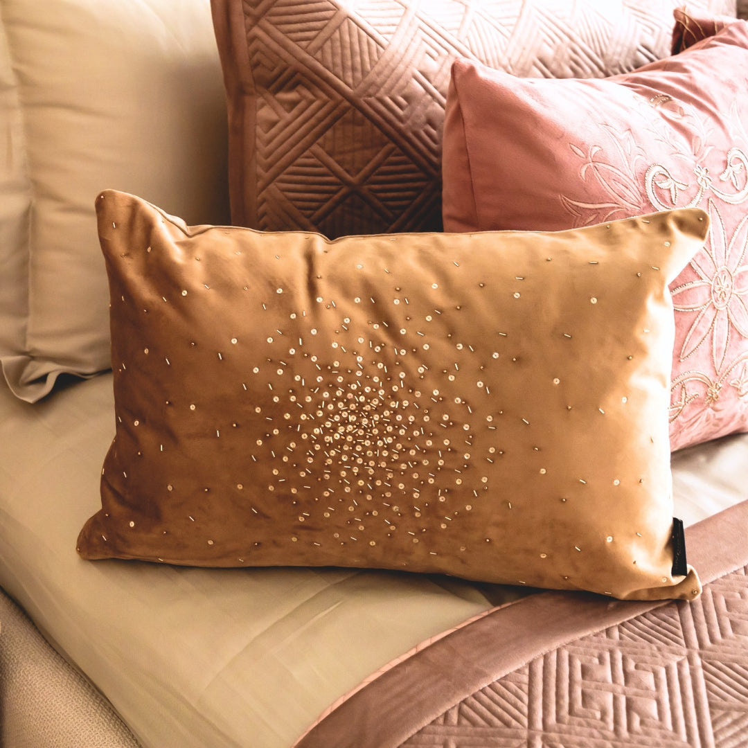 Decorative Sprinkle Camel Velvet Cushion Cover 12x18
