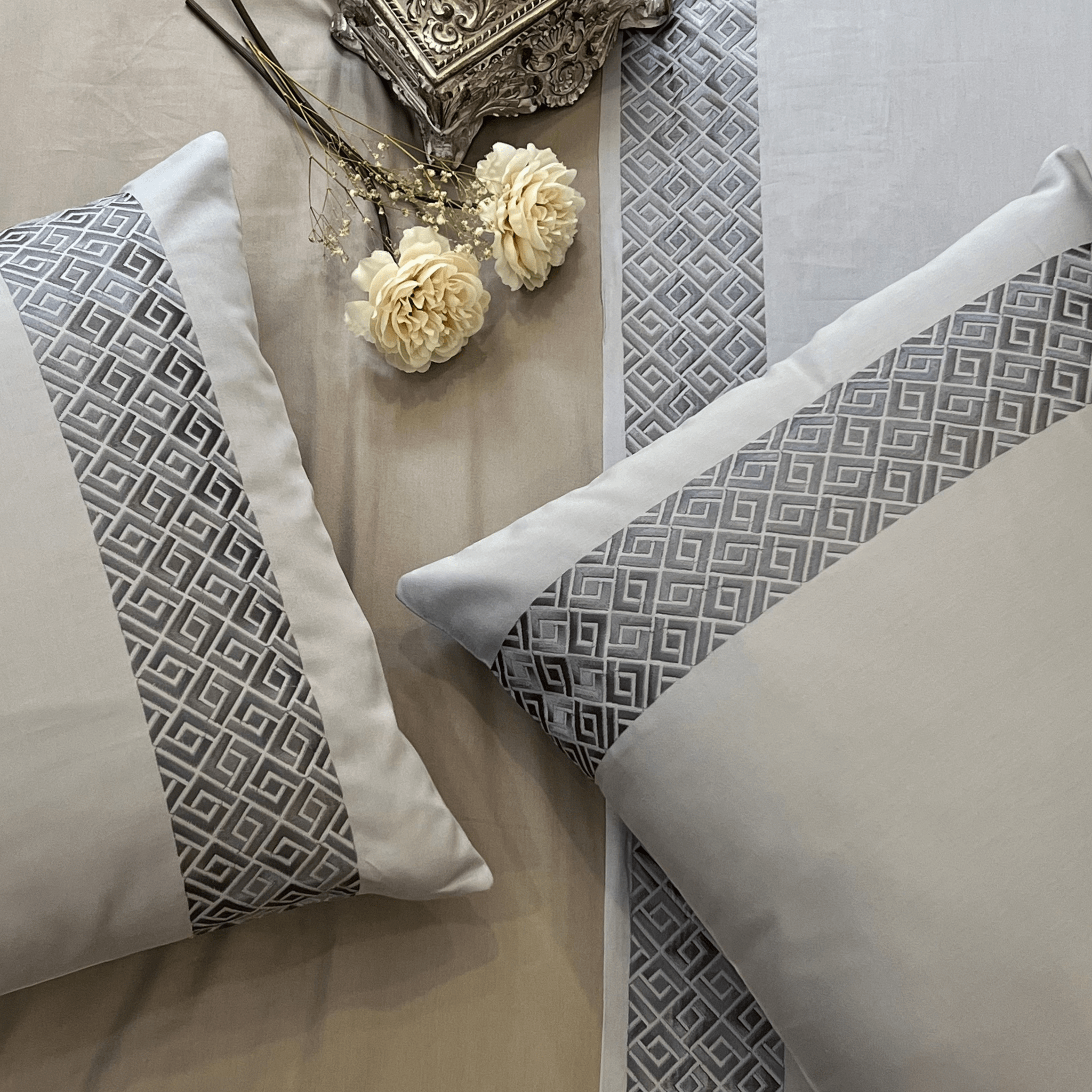 Squarish Smoke Blue Silver Dreams Duvet Cover