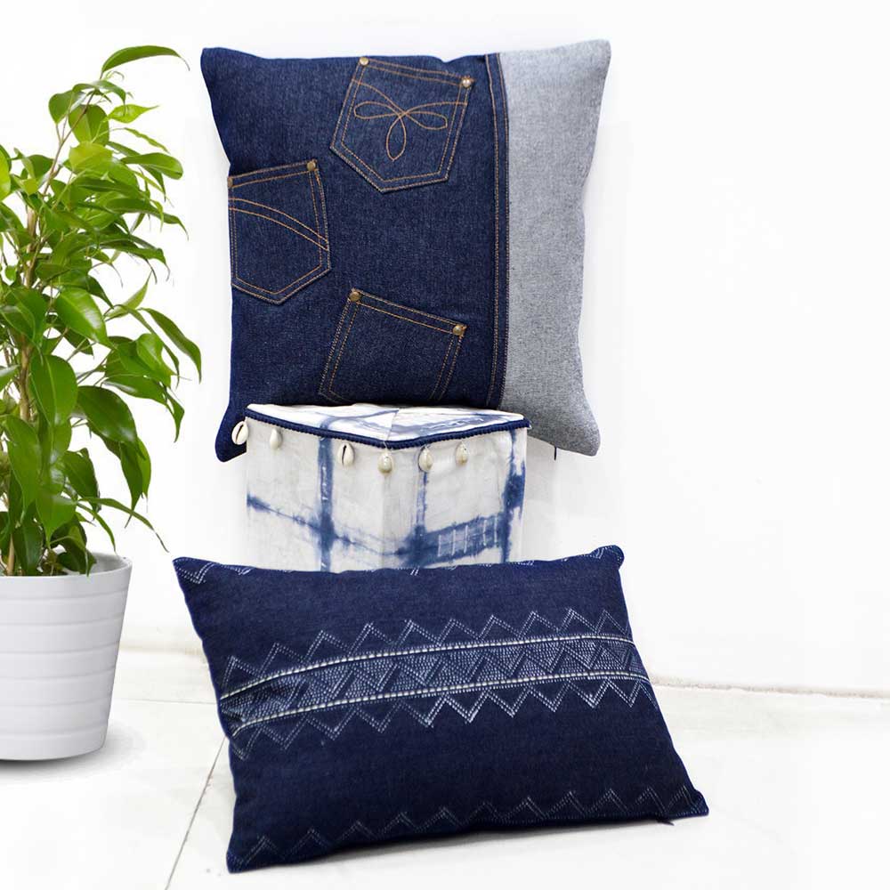 Denim Decorative Cushion Case for Car, Sofa, Living Room, Bedroom Denim Cushion Cover 12" X 18"…