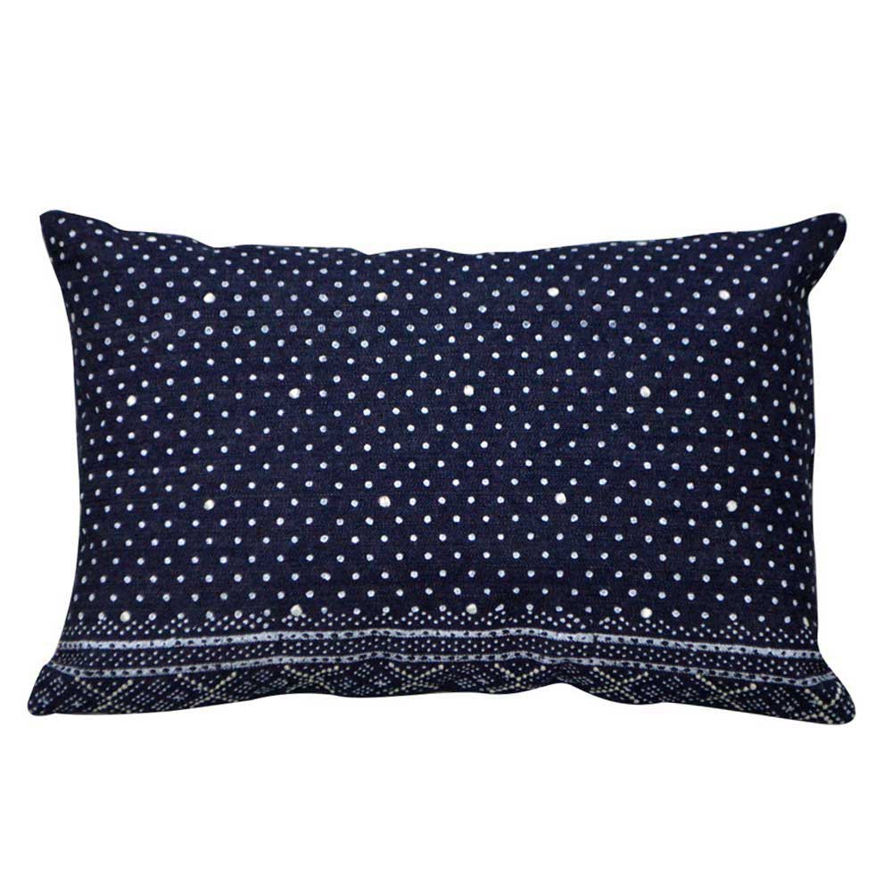 Hand Embroidered Indigo Pillow Cover Denim Hand Block Print Cushion Pillow Cases 12" X 18"…