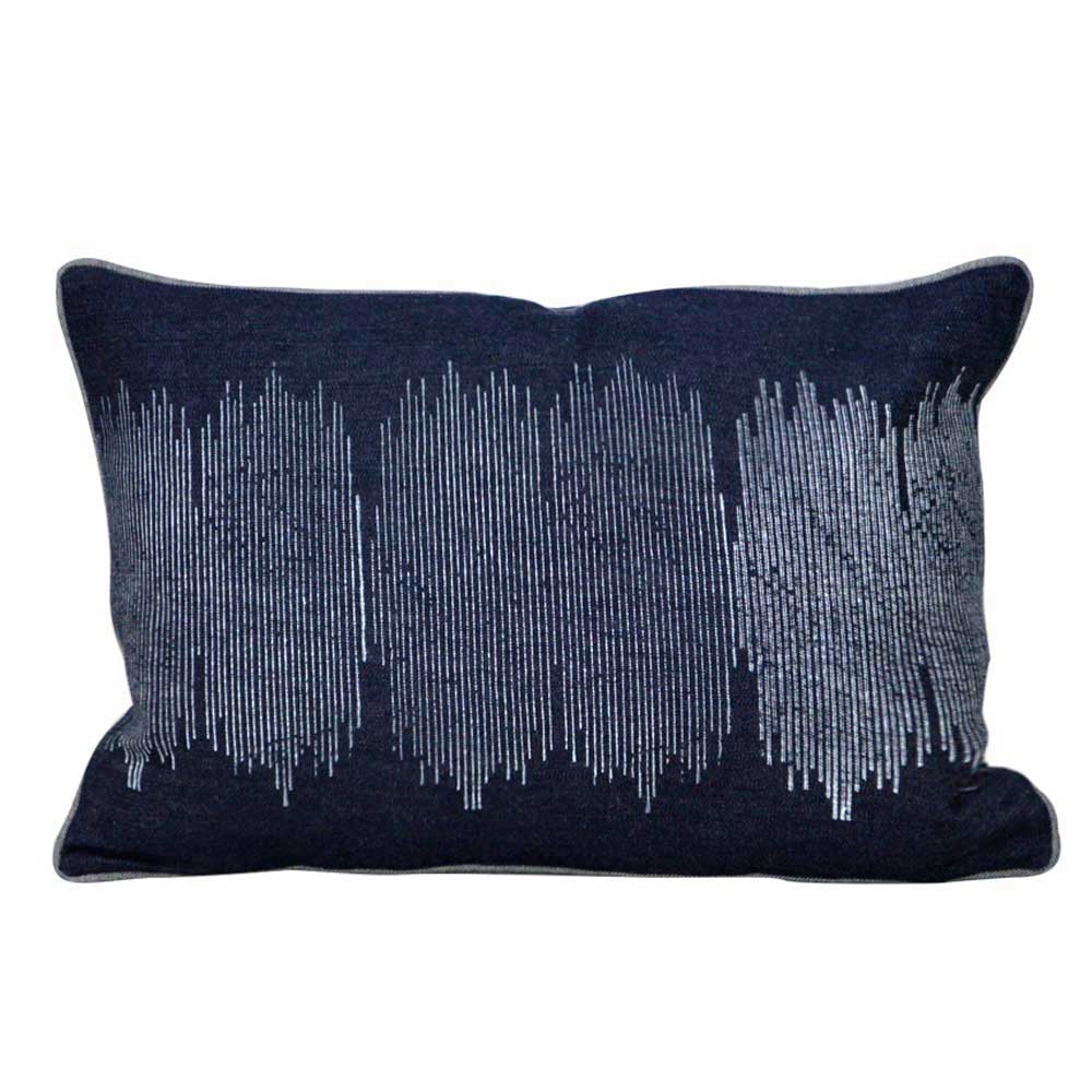 White and Blue Denim Cushion Cover Geometric Denim Printed Cushion Case 12" X 18"…