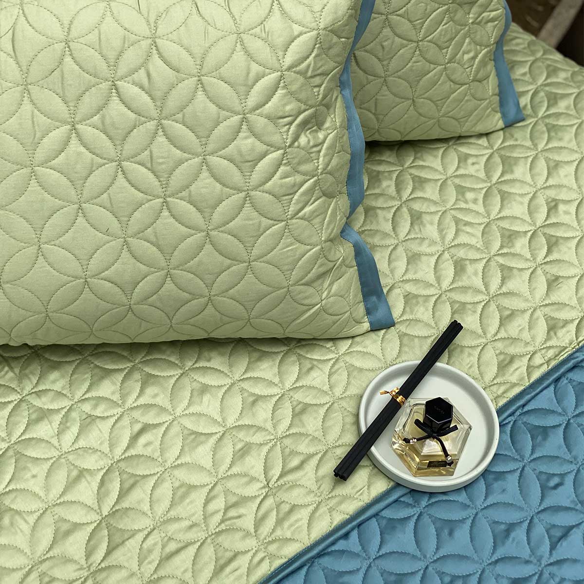Clove Lime Green & Teal Reversible Bedspread