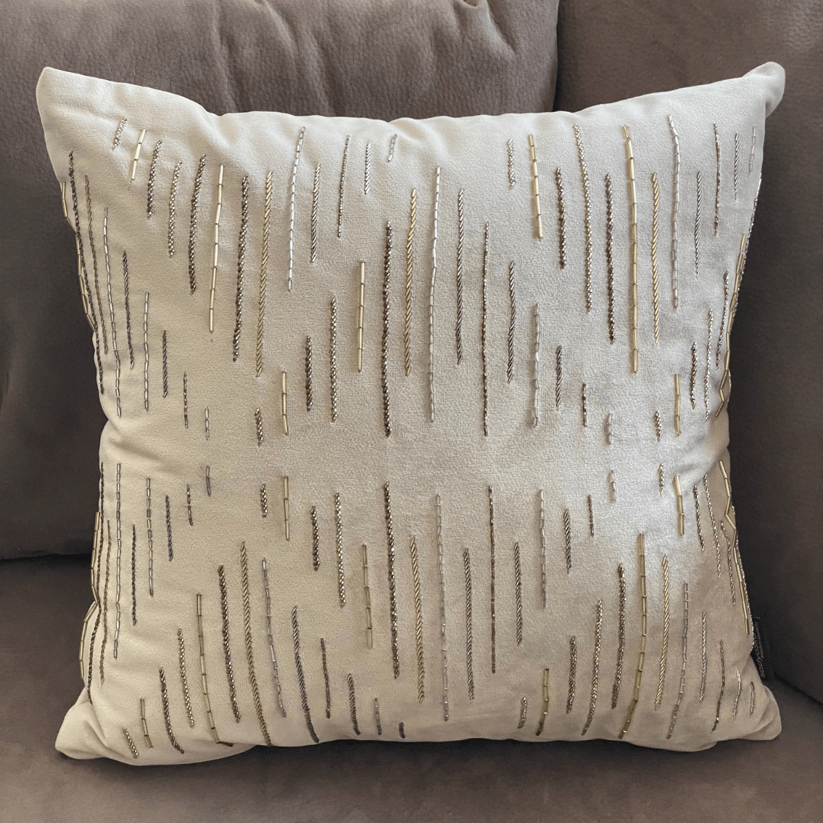 Decorative Delineate Champagne Gold Velvet Cushion Cover 16x16