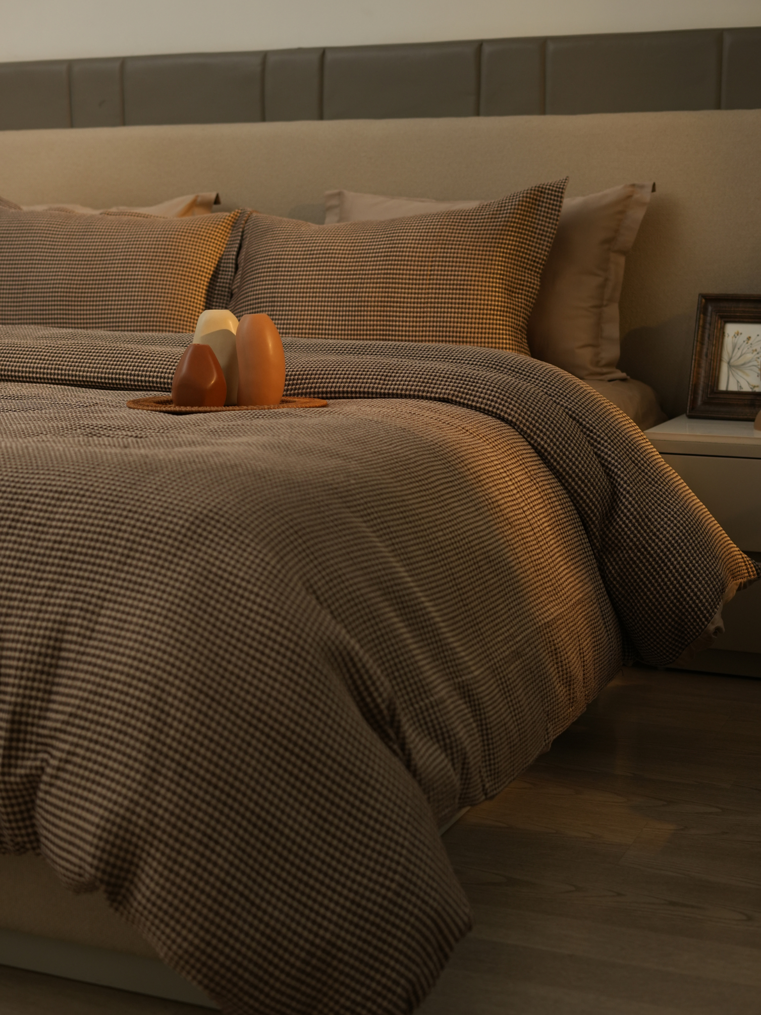 Honeycomb Coffee Woven Duvet Cover