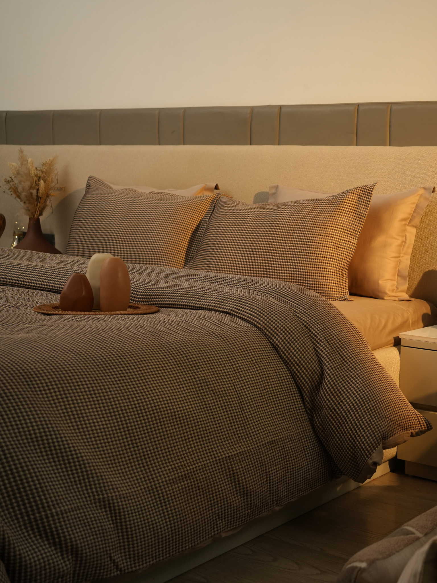 Honeycomb Coffee Woven Duvet Cover Set