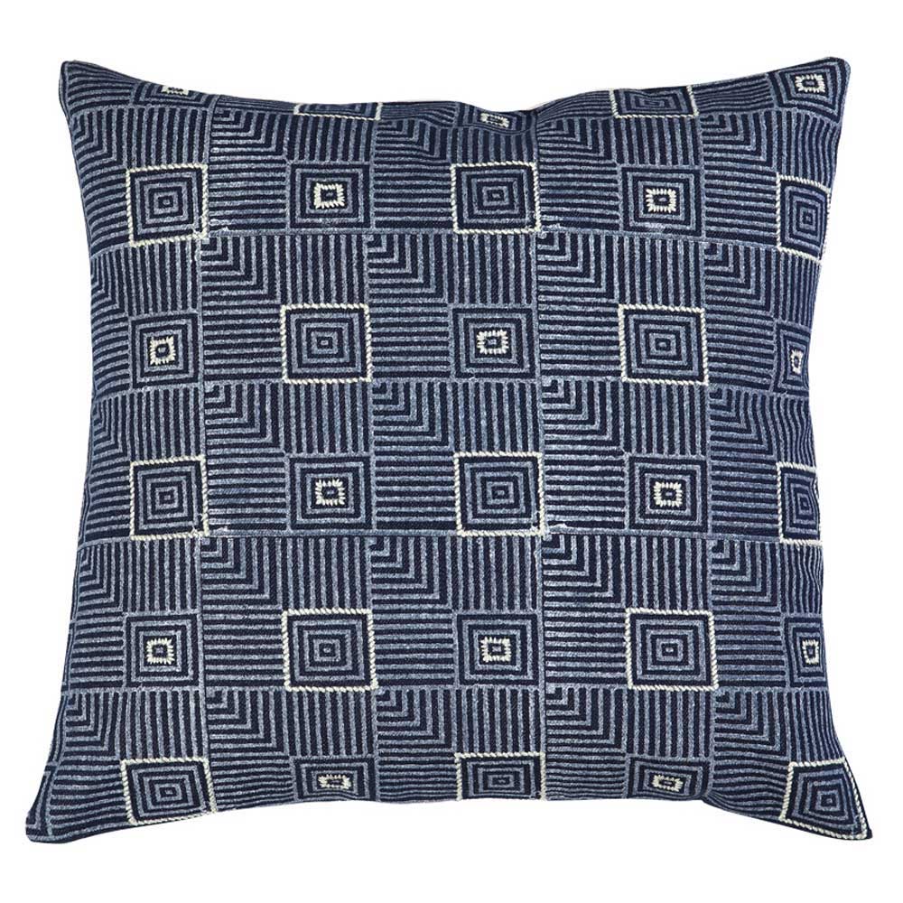 Denim Embroidered Hand Block Print Cushion Cover Indigo Decorative Pillow Cushion Case 16" X 16"…