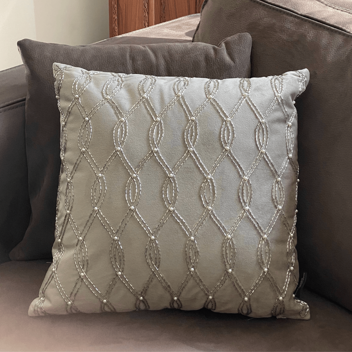 Decorative Electic Silver Velvet Cushion Cover 16x16