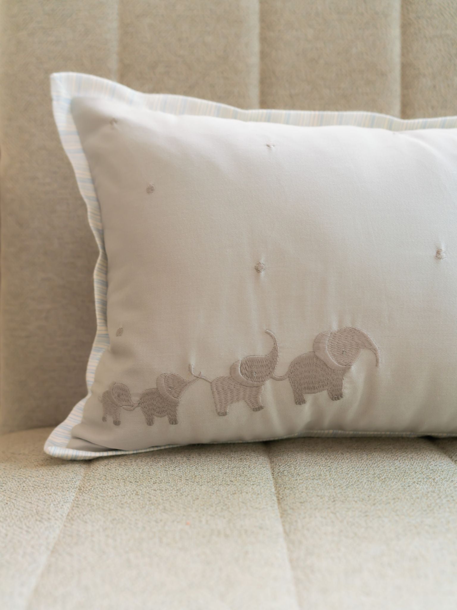 Elle Parade Cotton Embroidered Grey Cushion Cover Kids Design 12" X 18"