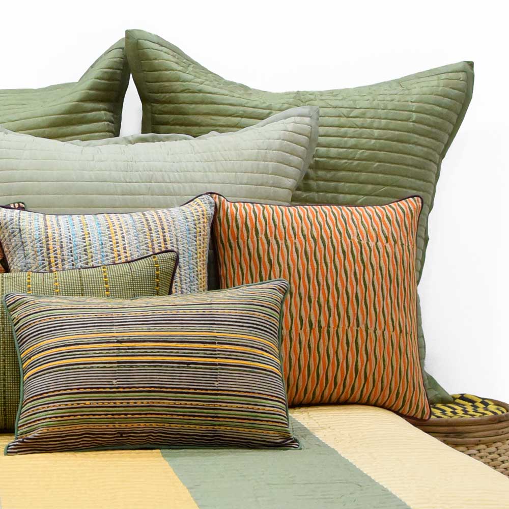 Hand Block Printed Mustard Color Sofa, Bed, Car Cushion Covers (16" X 16")…