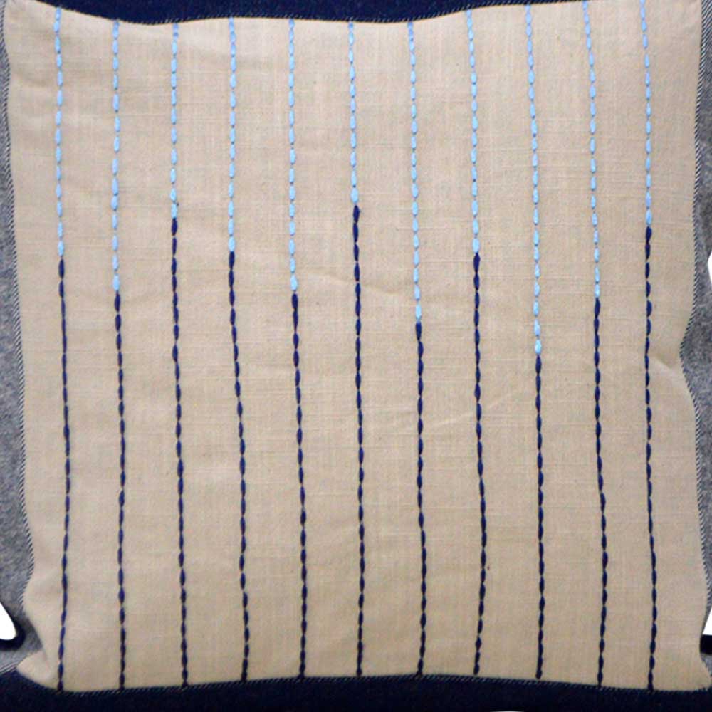 Montana Denim Cotton Hand Embroidered Cushion Cover Denim Decorative Cushion Case 16" X 16"…