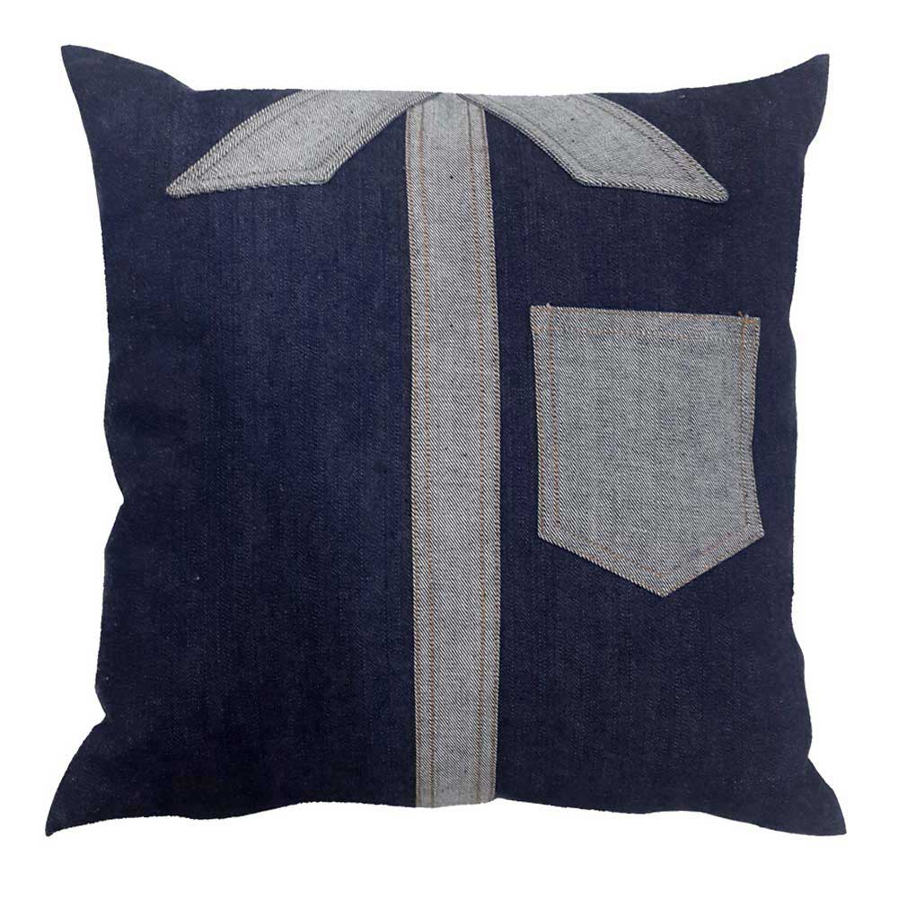 Shirte Denim Patchwork Cushion Cover Car Chair Couche Office Sofa Indigo Blue Pillow Cushion Case 16" X 16"…