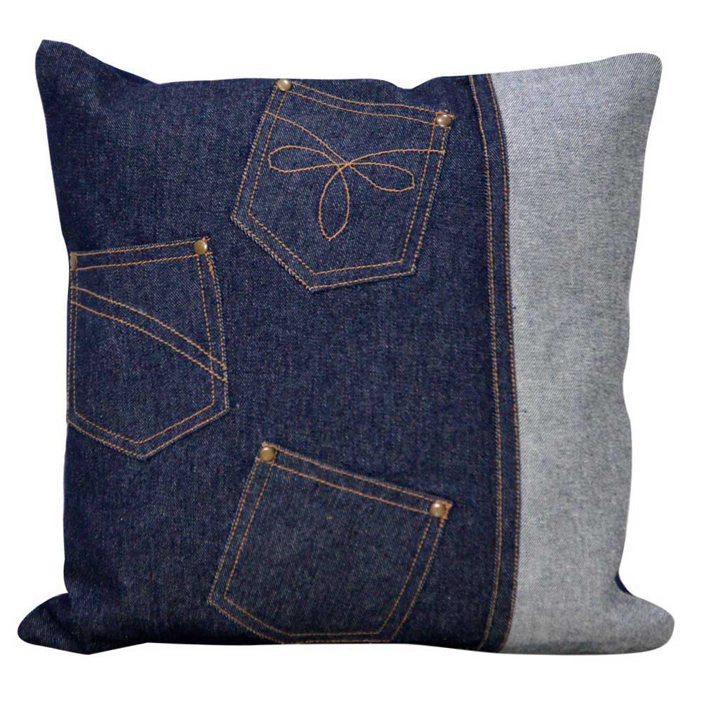 Macy Denim Patchwork Cushion Cover Car Sofa Couch Living Room, Bedroom Square Pocket Denim Pillow Cushion Case 16" X 16"…