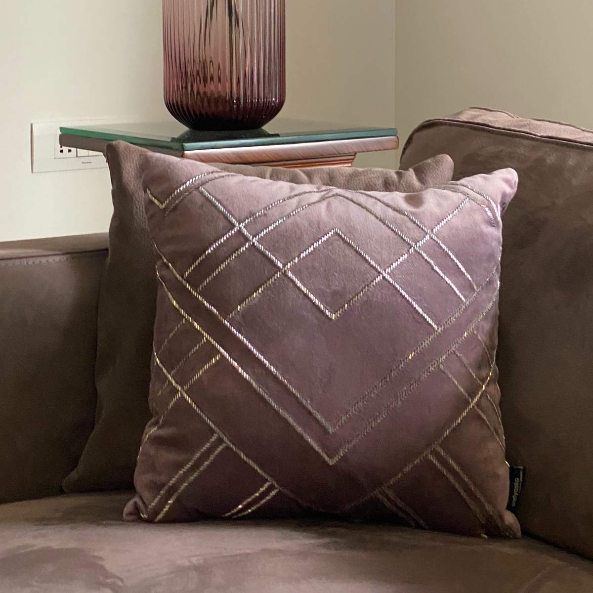 Decorative Blaze Lilac Velvet Cushion Cover 16x16