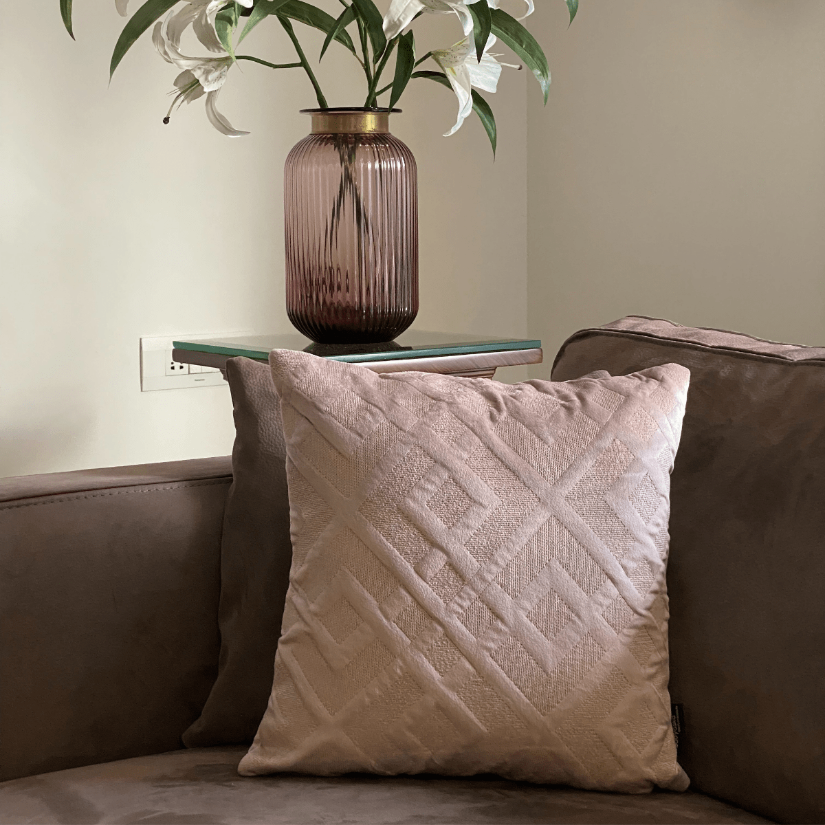 Decorative Resplendent Onion Pink Velvet Cushion Cover 16x16