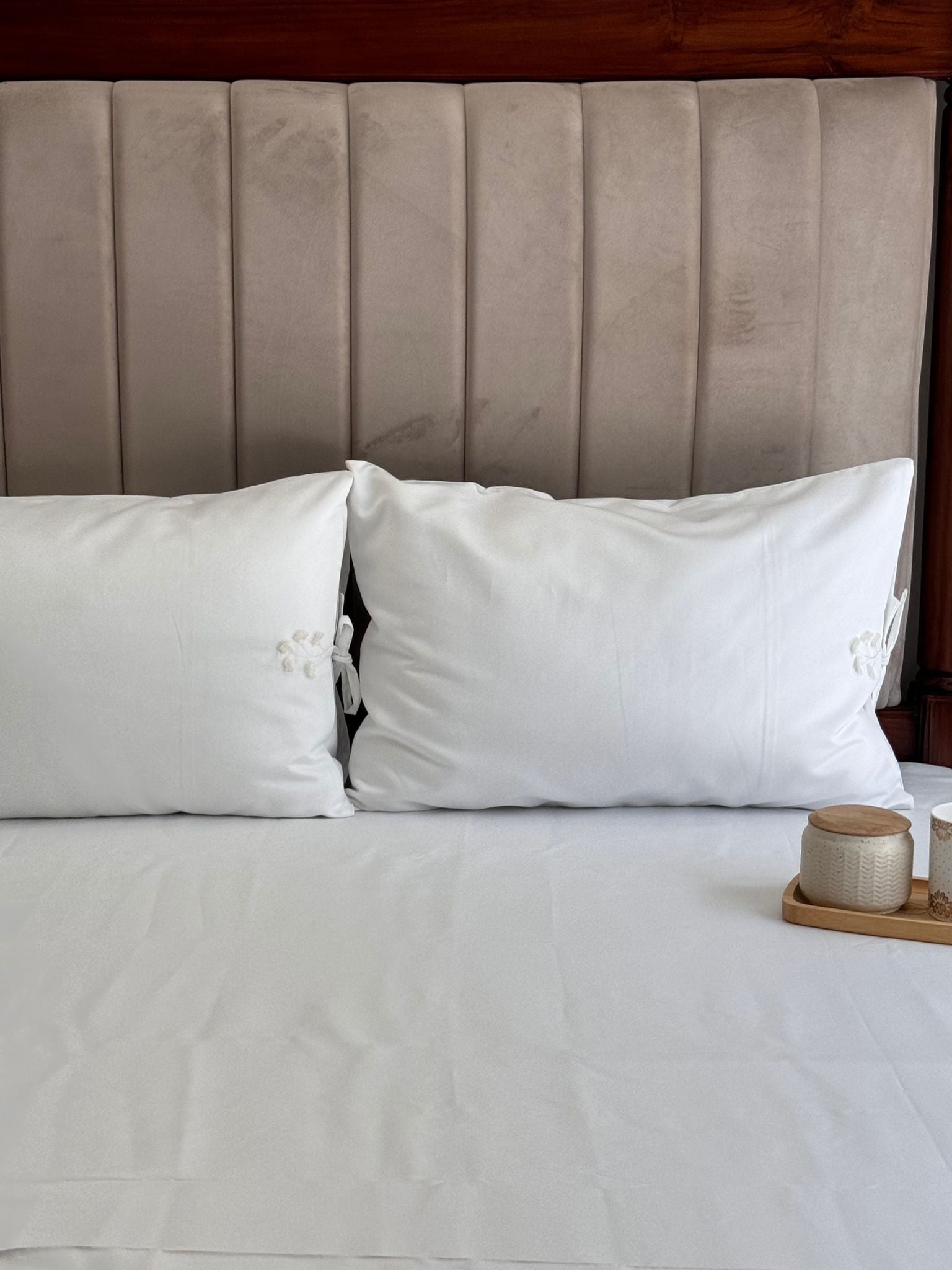 1000TC Botanique Snow White Egyptian Cotton Bedsheet Set