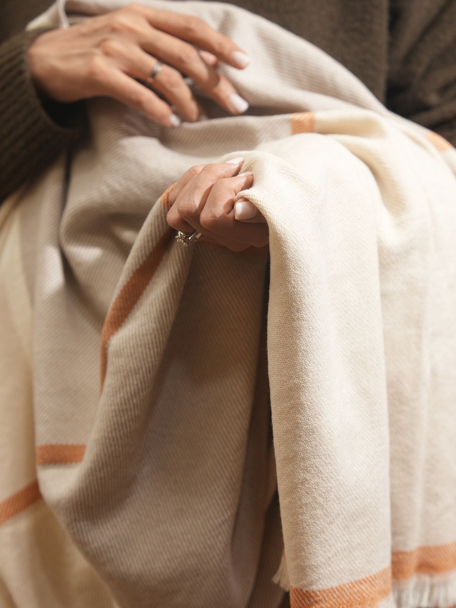Beige Mocha Cashmere Woolen Throw