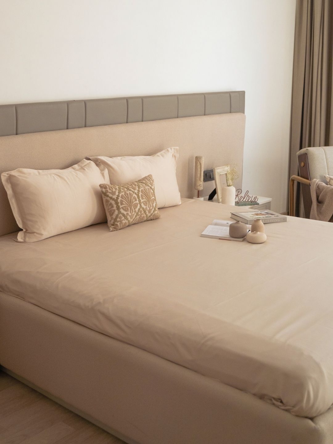 Astra Oats Beige Treasure Bedsheet Set