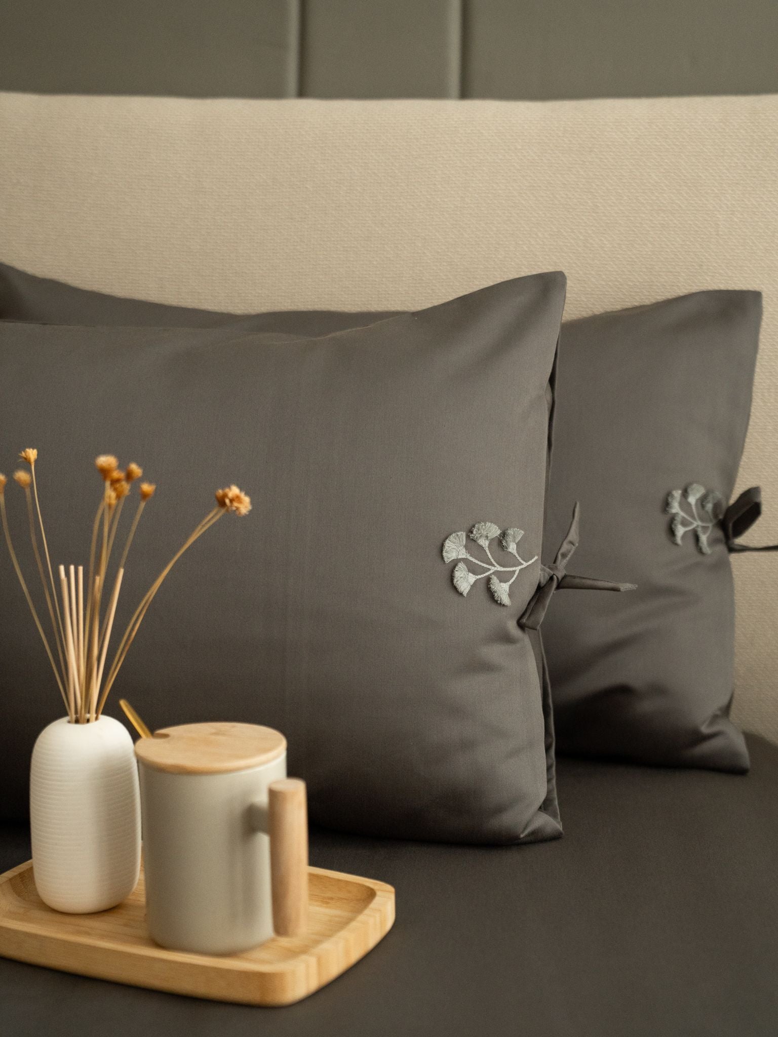 1000TC Botanique Titanium Grey Egyptian Cotton Bedsheet Set