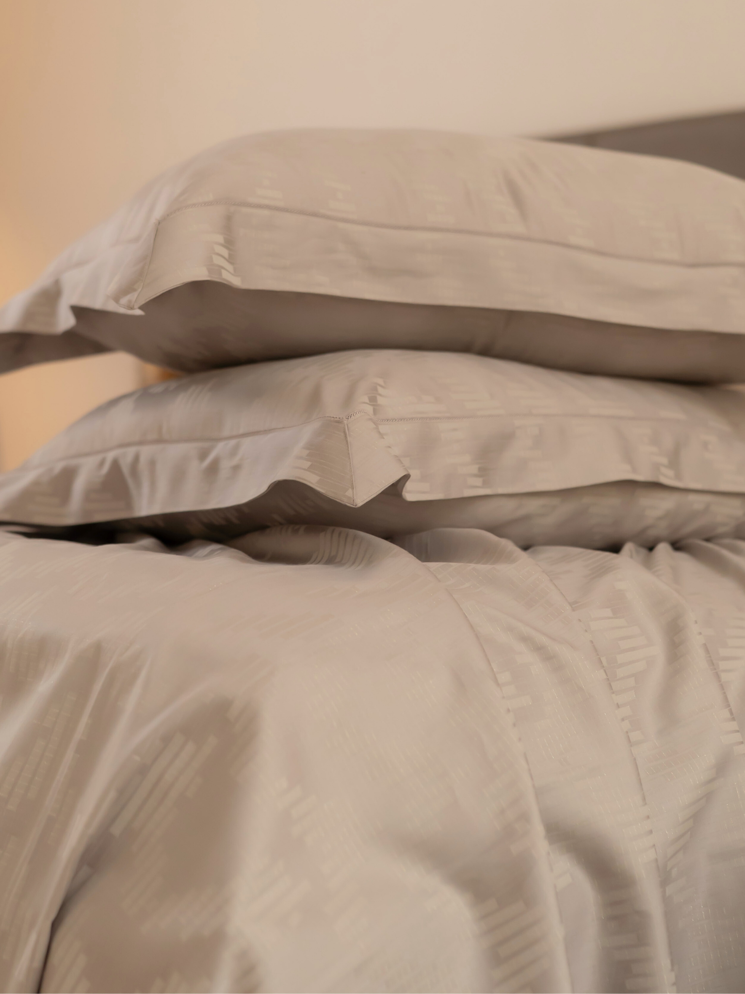 Twilight Silver Premium Tencel Jacquard Bedsheet Set with Lace