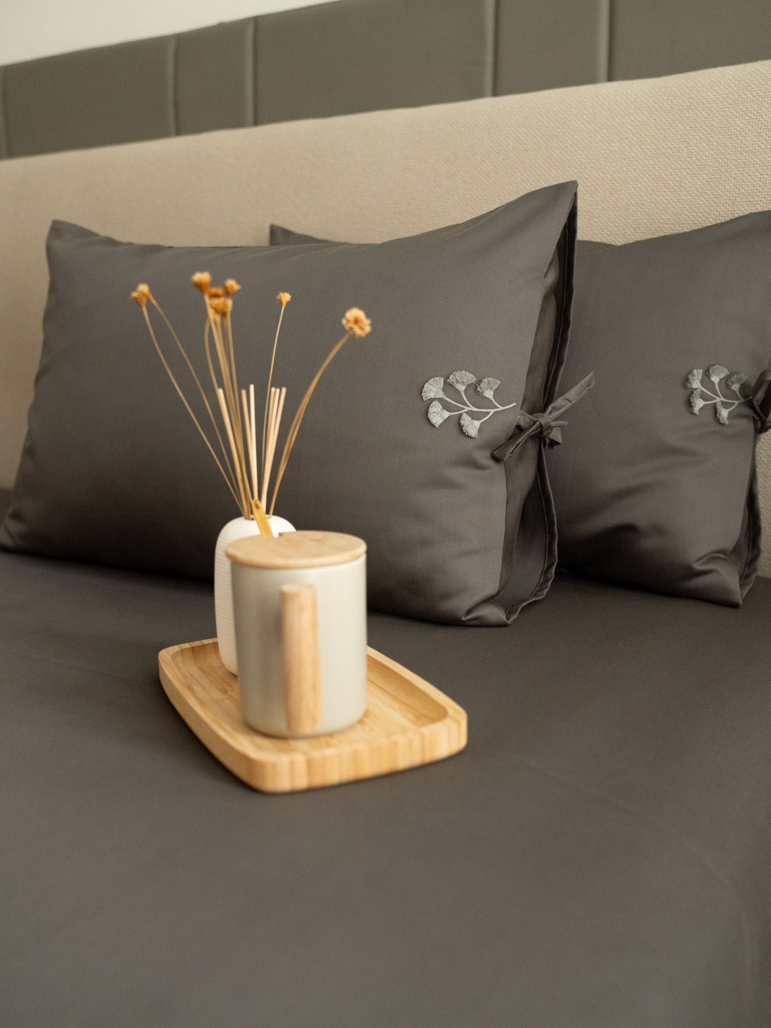 1000TC Botanique Titanium Grey Egyptian Cotton Bedsheet Set