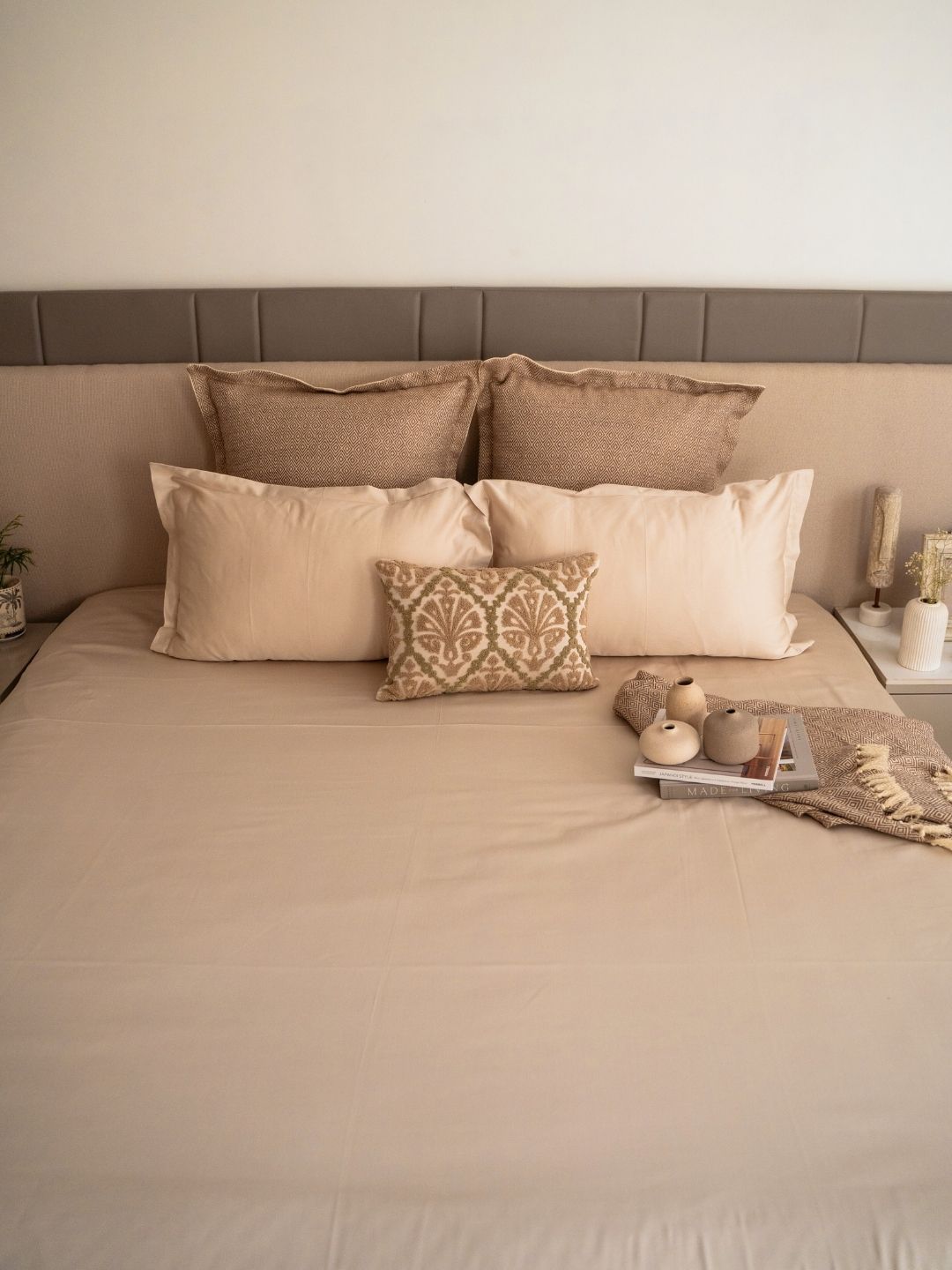 Astra Oats Beige Treasure Bedsheet Set